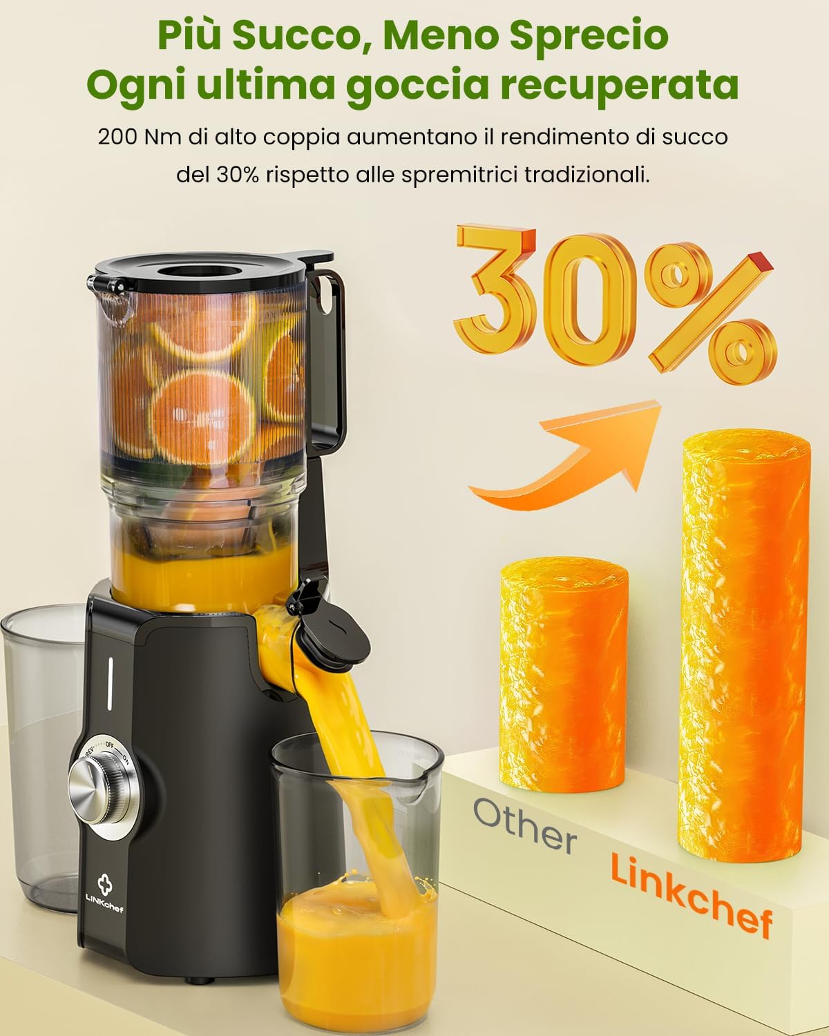 Linkchef Estrattore Frutta e Verdura a Freddo 200W - immagine 4