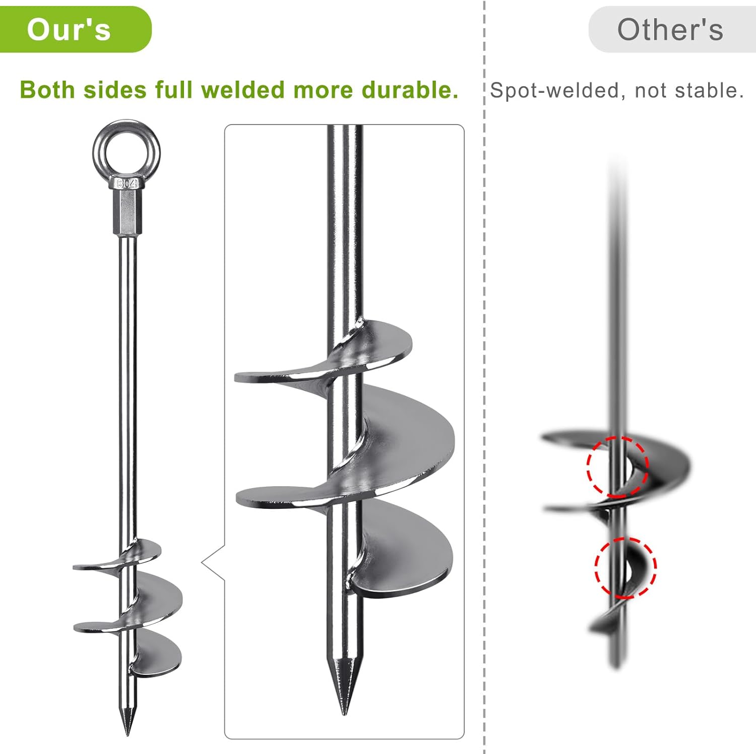 Picchetti per Tenda 45 cm Resistenti con Lama a Spirale - immagine 2
