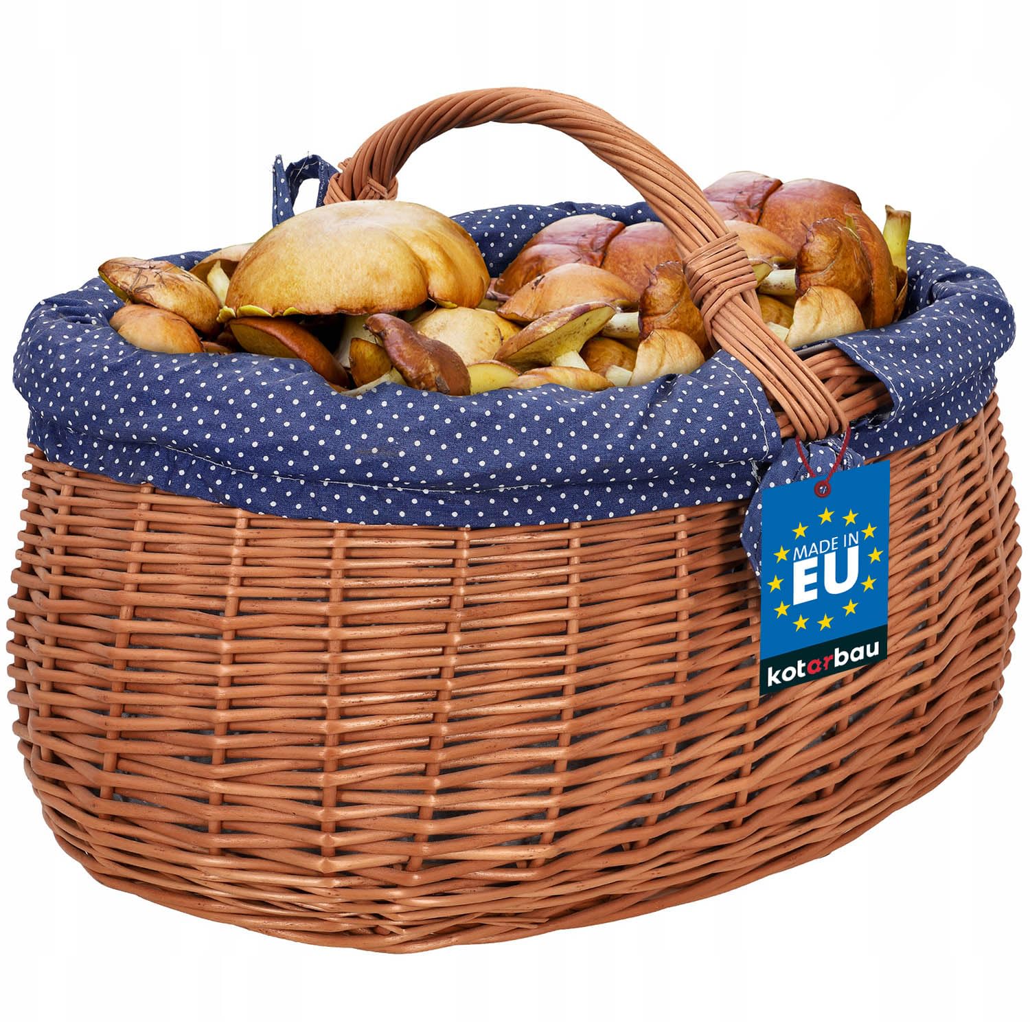 Kotarbau® Cestino in Vimini Naturale con Manico, Blu