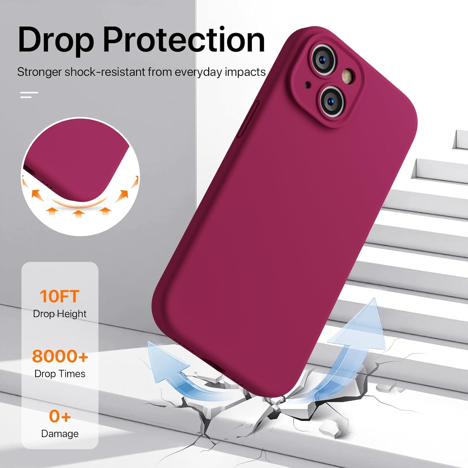 Goodvish Cover Silicone per iPhone 15 6.1" - Vino Rosso - immagine 3