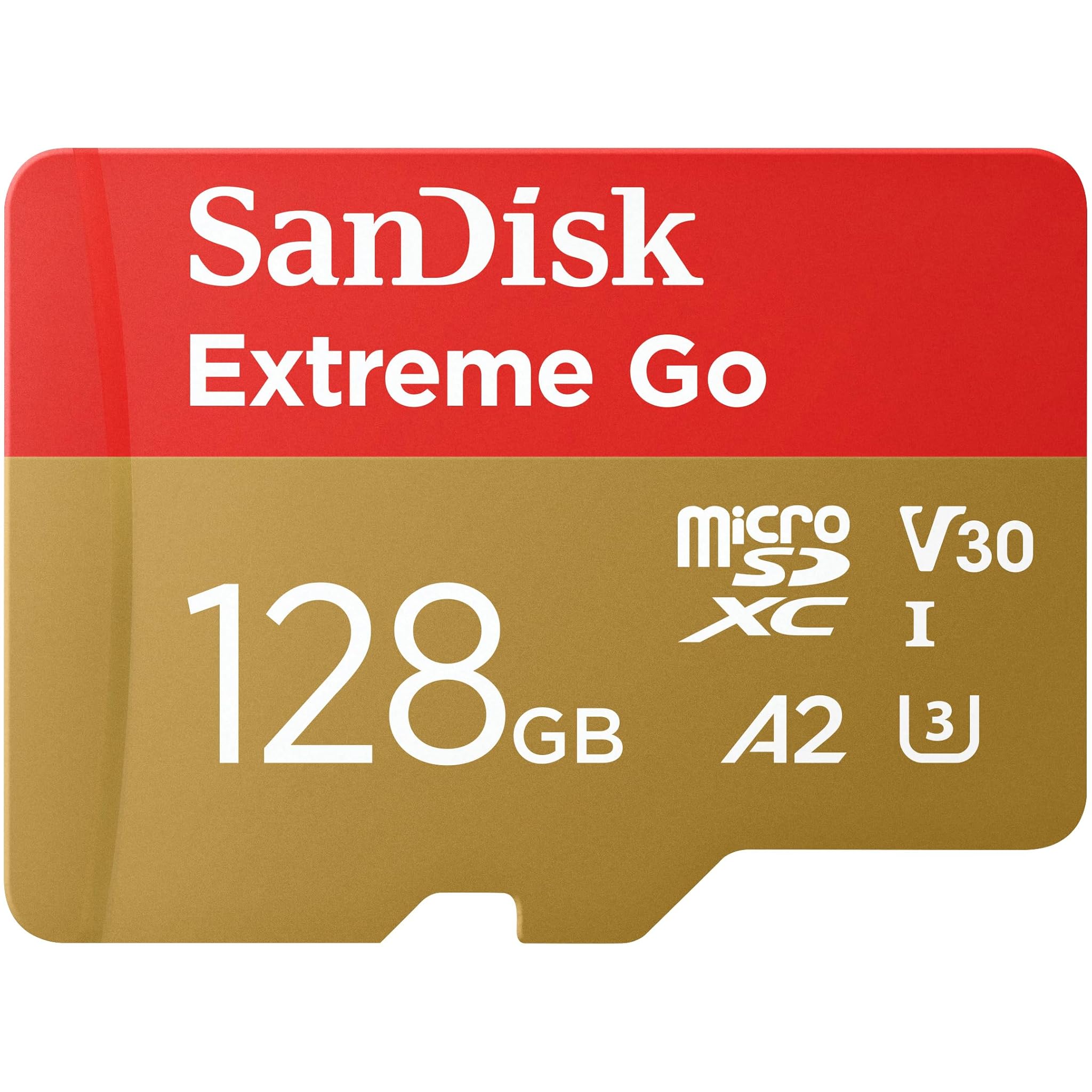 SanDisk 128GB Extreme Go scheda microSDXC + adattatore SD (per smartphones e Tablet Android, Action Cam, Drones, UHS-I, fino a 200 MB/s, 5K, 4K, UHD, V30, Rescue PRO Deluxe, Class 10, U3) per 