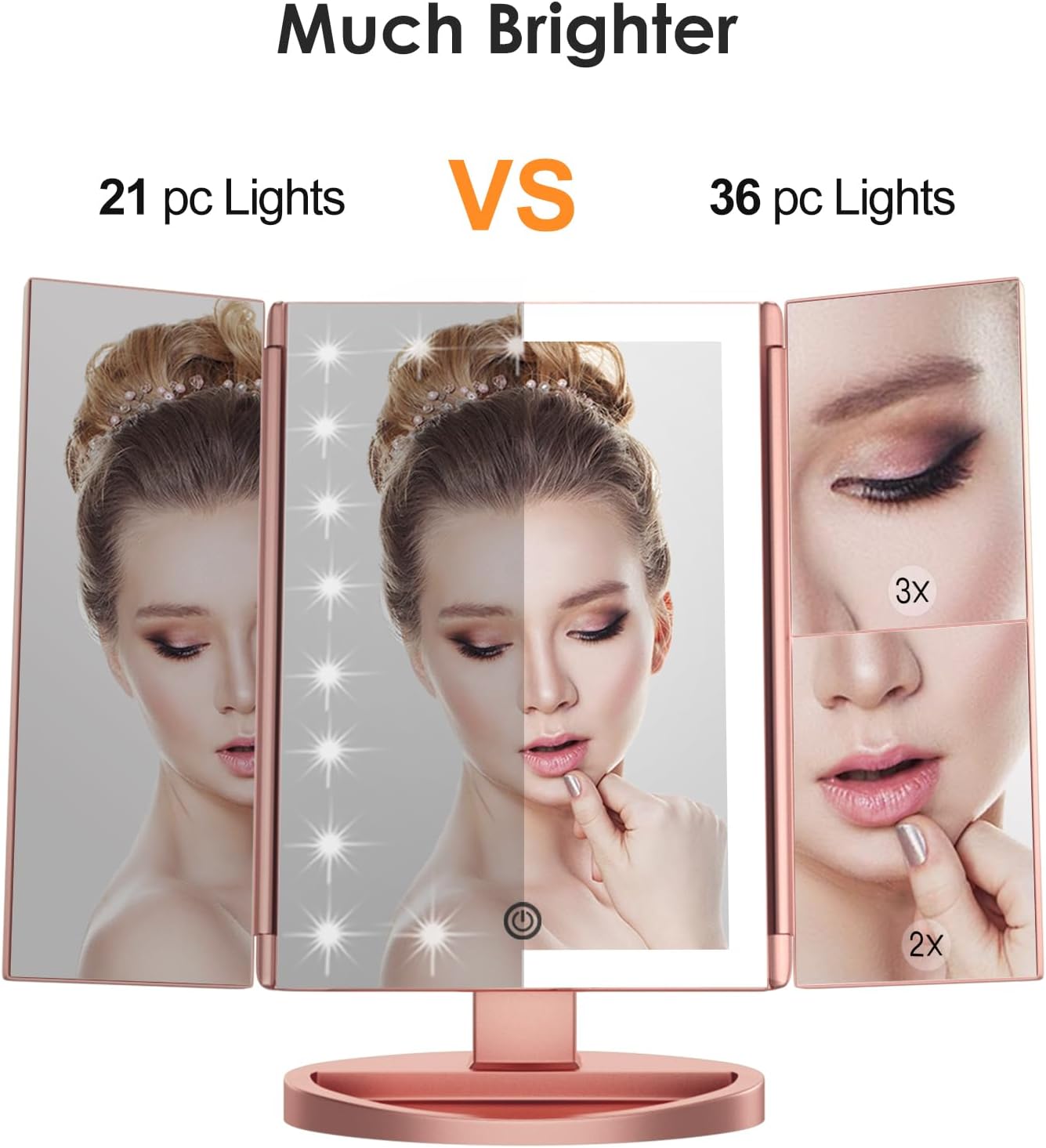 Weily Specchio Trucco con Luci LED Tri-Fold - immagine 4
