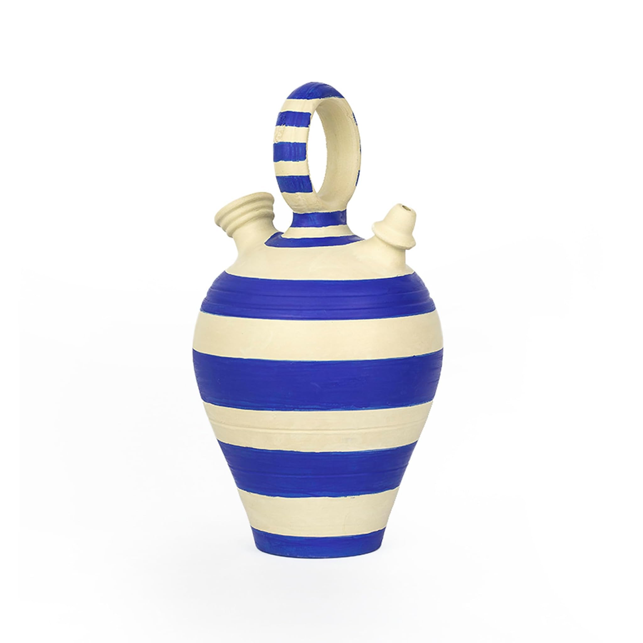 BOTIJO 18X18X31 ARCILLA BLANCO ROTO/AZUL