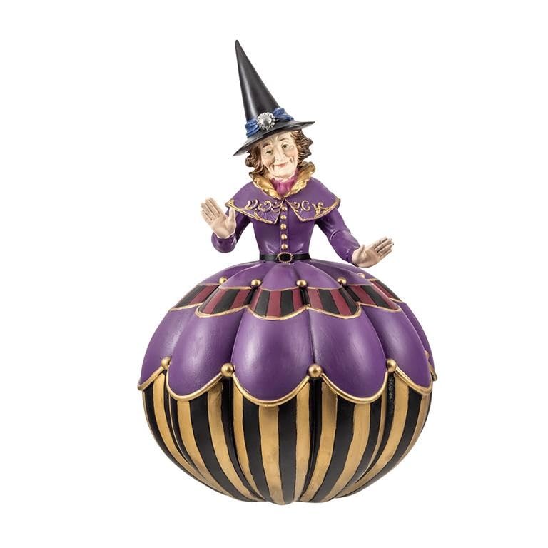 DRW Statuetta Strega con Gonna Rotonda in Resina Dipinta a Mano 39 cm