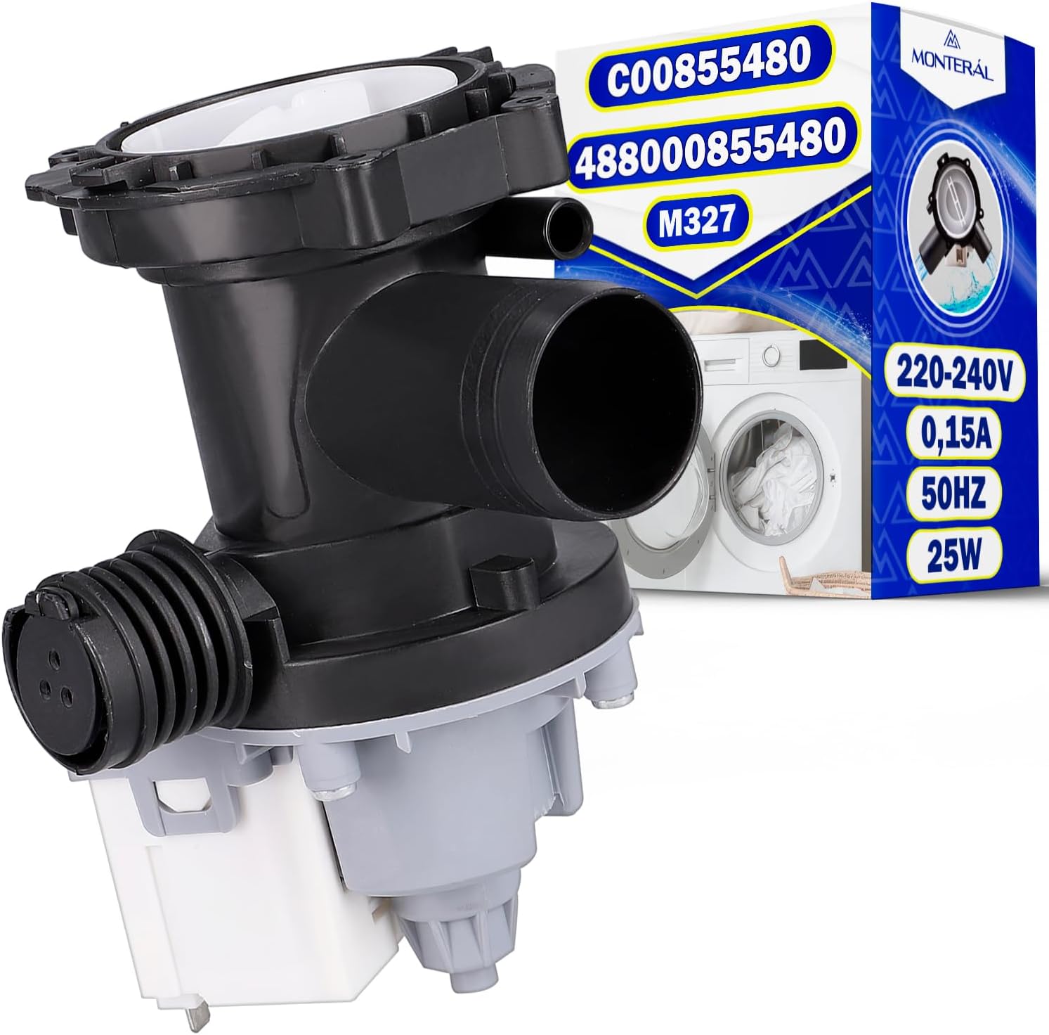 Monteral Pompa di Scarico Lavatrice M327 25W