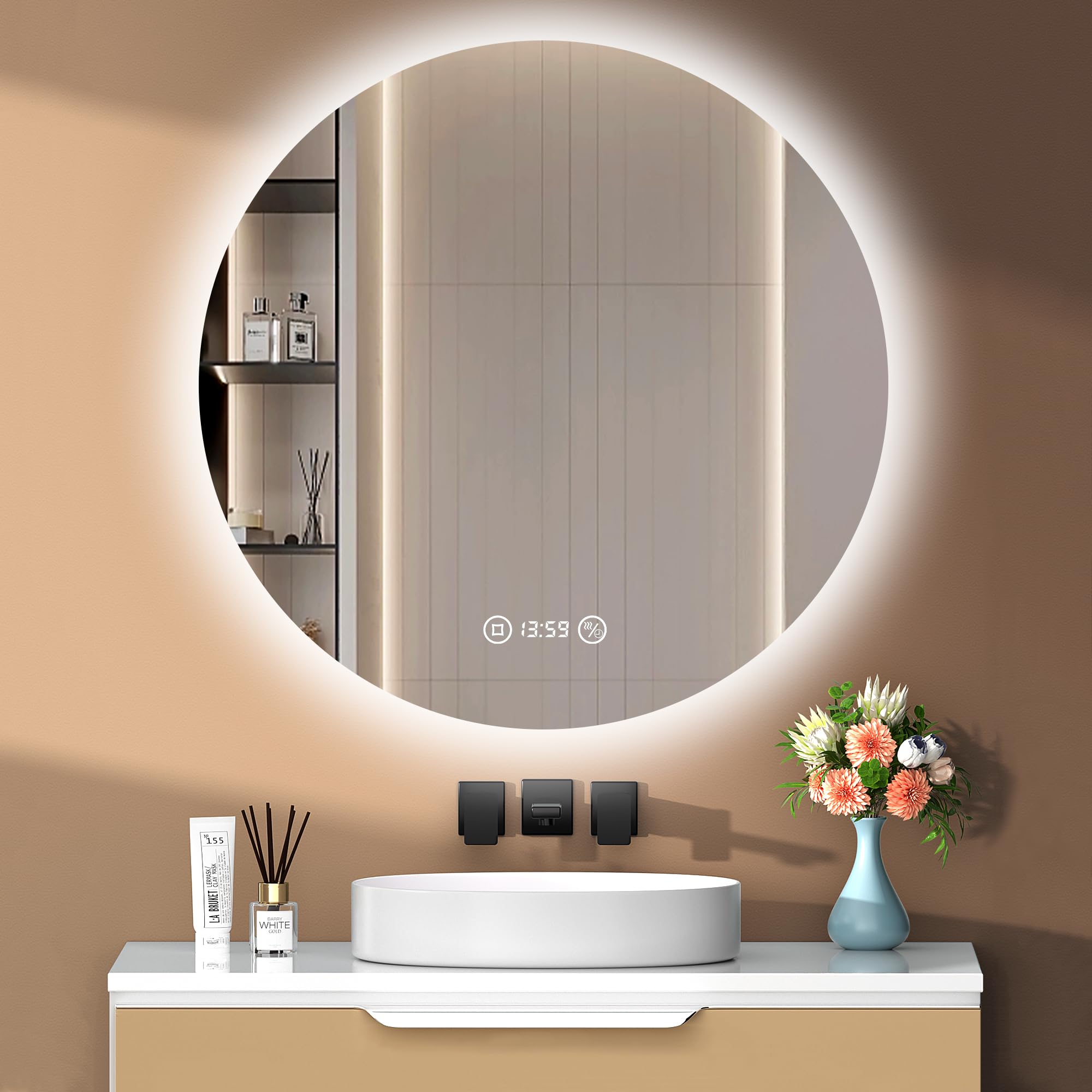 Specchio rotondo LED bagno con illuminazione 60 cm