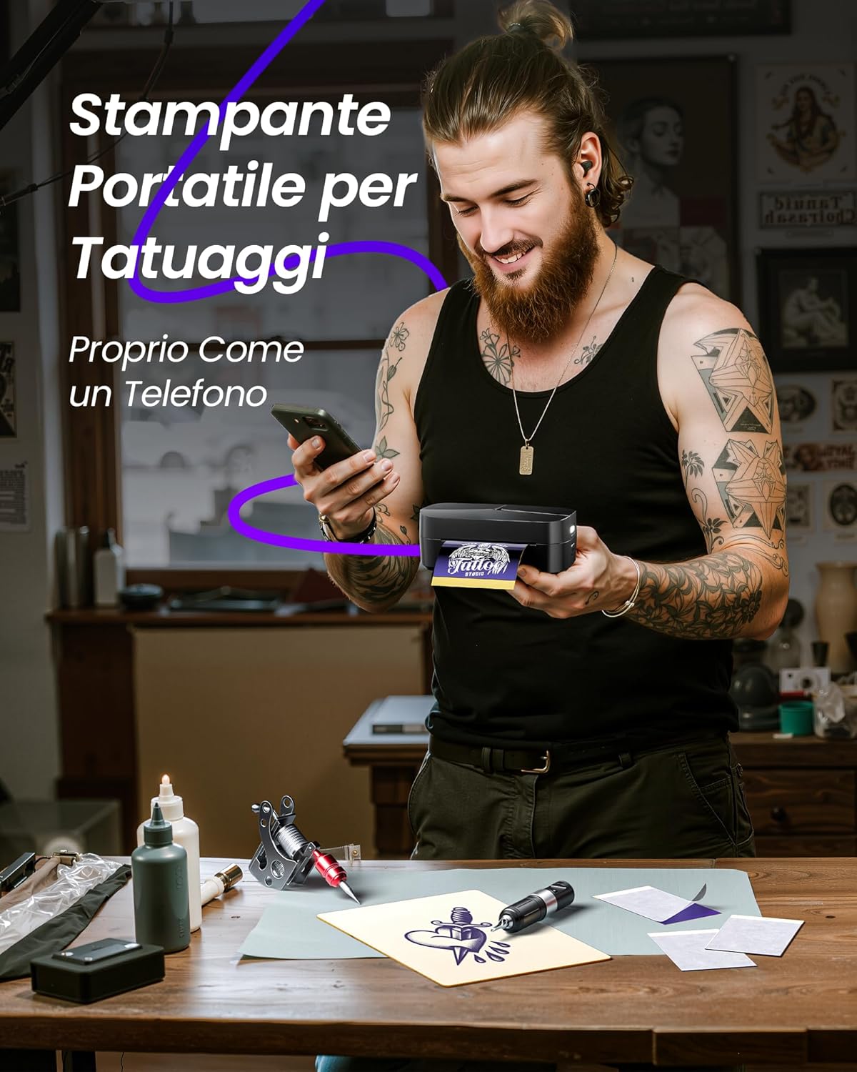 Tattmuse Mini Stampante Termica Stencil Tattoo per Braccia - immagine 2