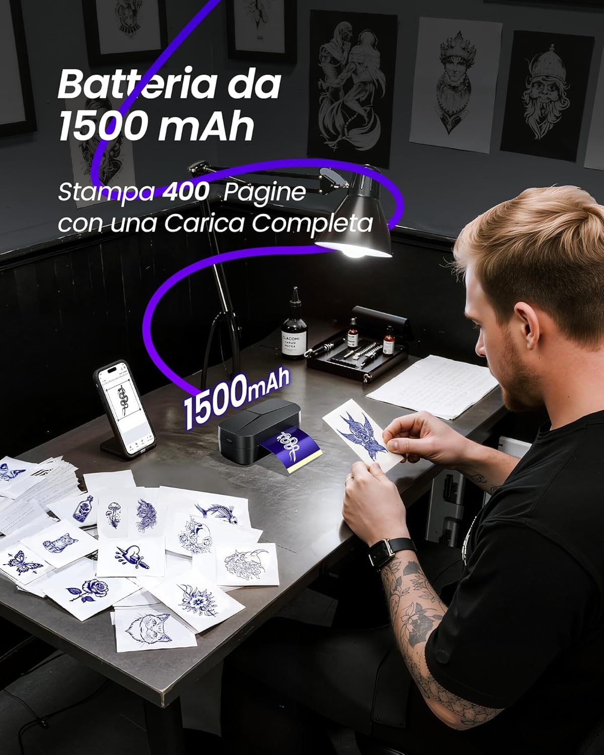 Tattmuse Mini Stampante Termica Stencil Tattoo per Braccia - immagine 3