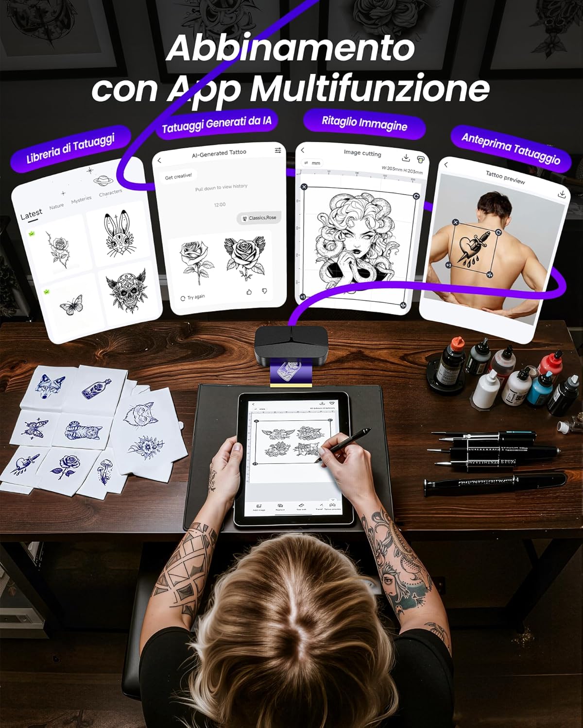 Tattmuse Mini Stampante Termica Stencil Tattoo per Braccia - immagine 6