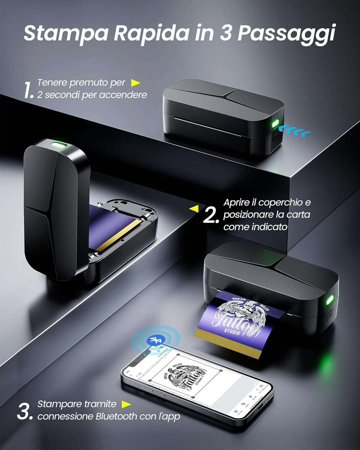 Tattmuse Mini Stampante Termica Stencil Tattoo per Braccia - immagine 9