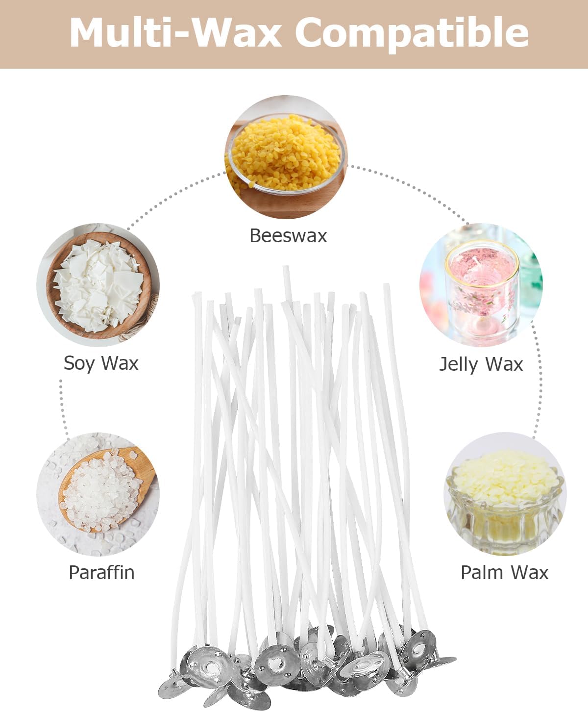 Vabneer Stoppini per Candele in Cotone Naturale 10cm - immagine 5