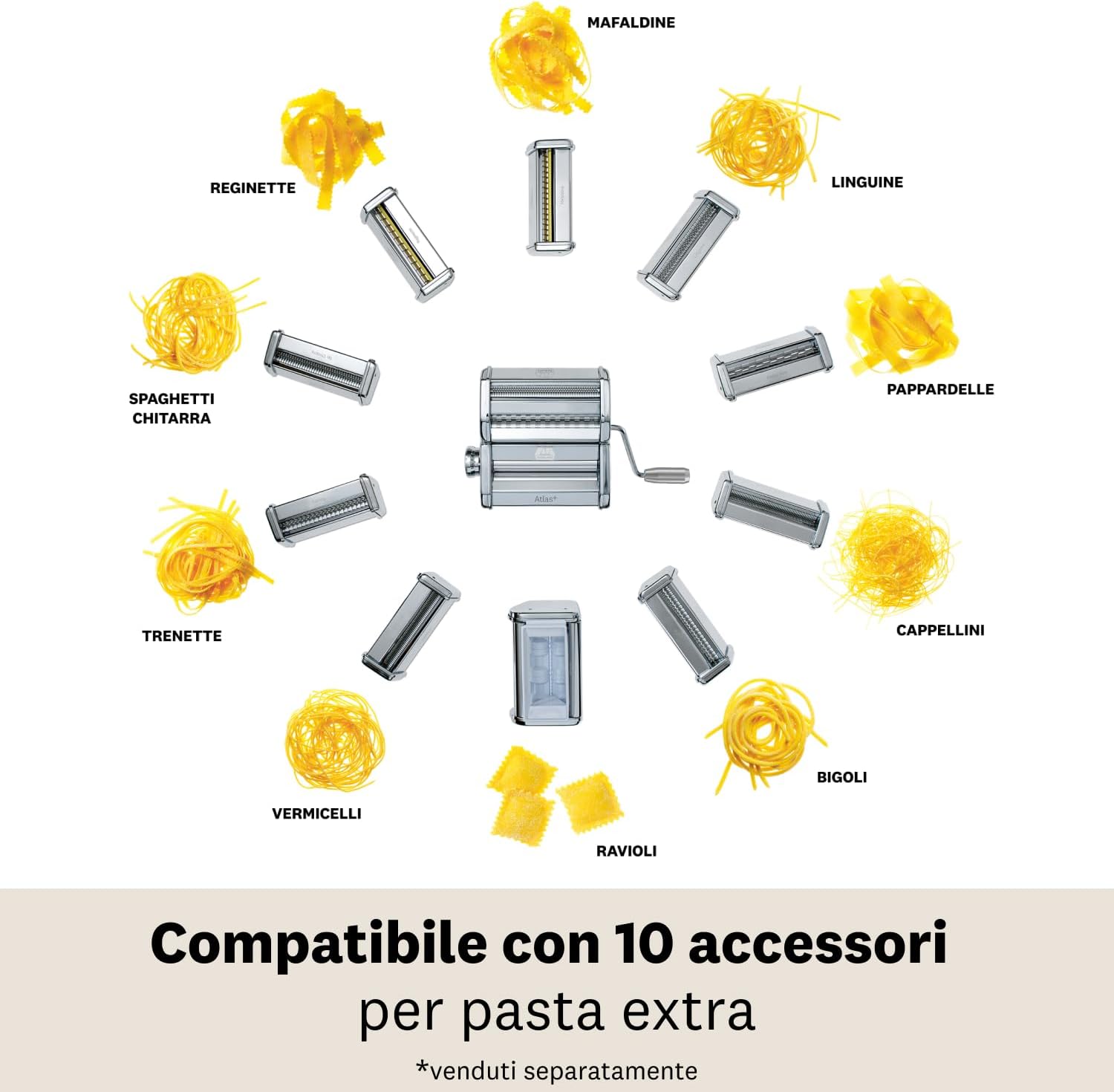 Marcato Atlas+ Macchina per Pasta Fresca 4 Formati - immagine 5