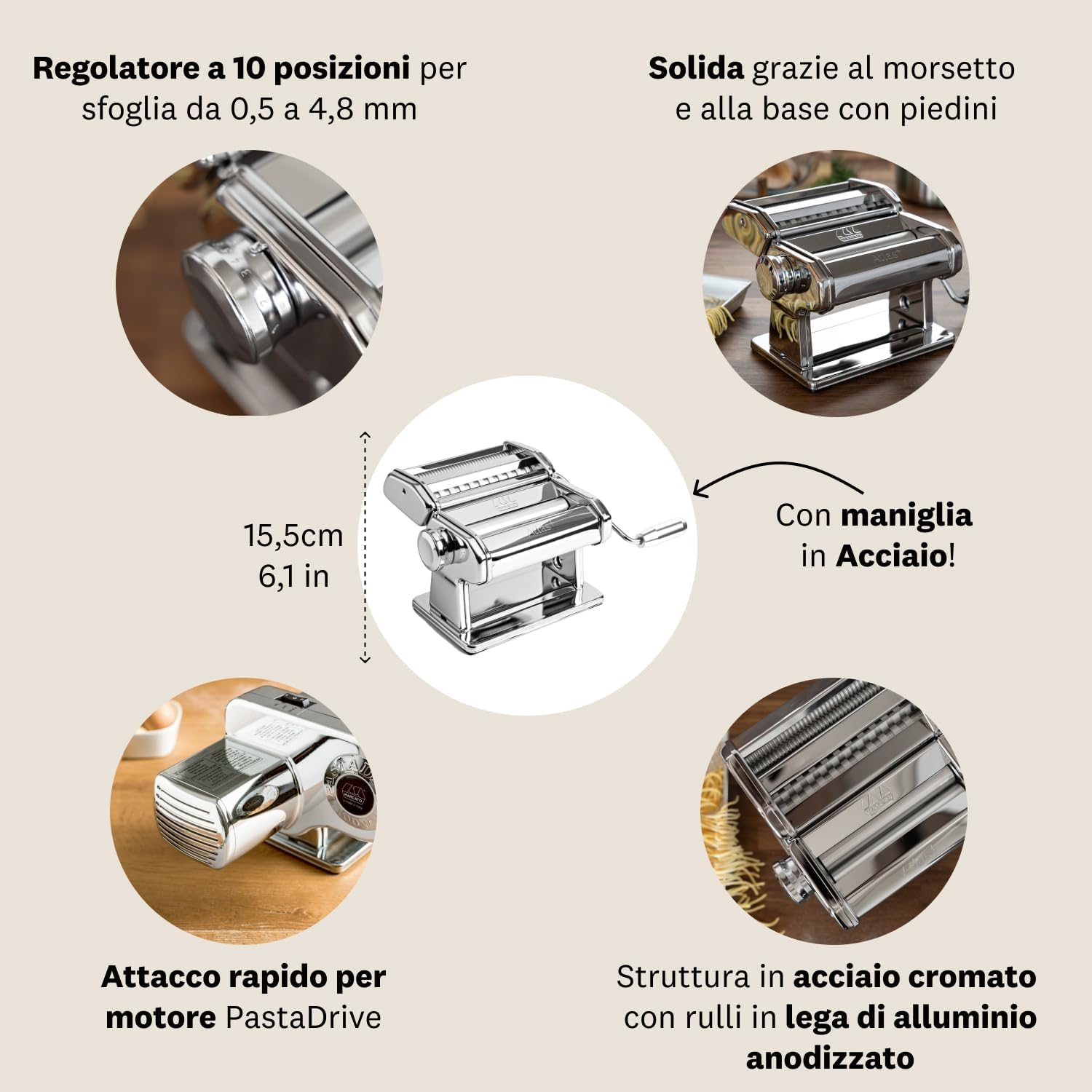 Marcato Atlas+ Macchina per Pasta Fresca 4 Formati - immagine 6