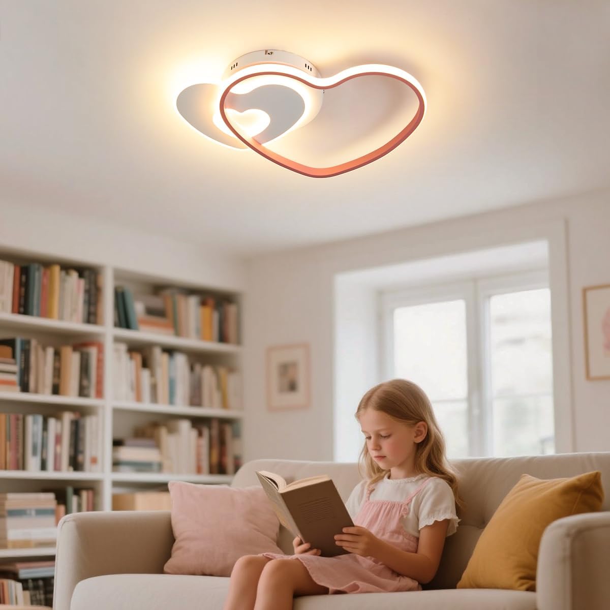 Lampada Soffitto LED Moderna a Cuore 36W, Rosa - immagine 2
