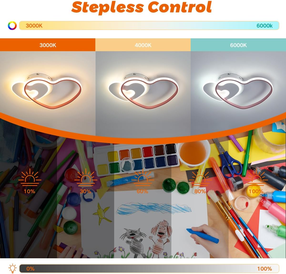 Lampada Soffitto LED Moderna a Cuore 36W, Rosa - immagine 5