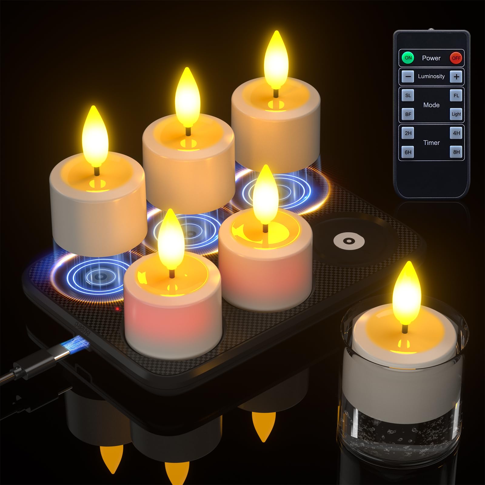 Pchero 6 Lumini LED Ricaricabili con Telecomando