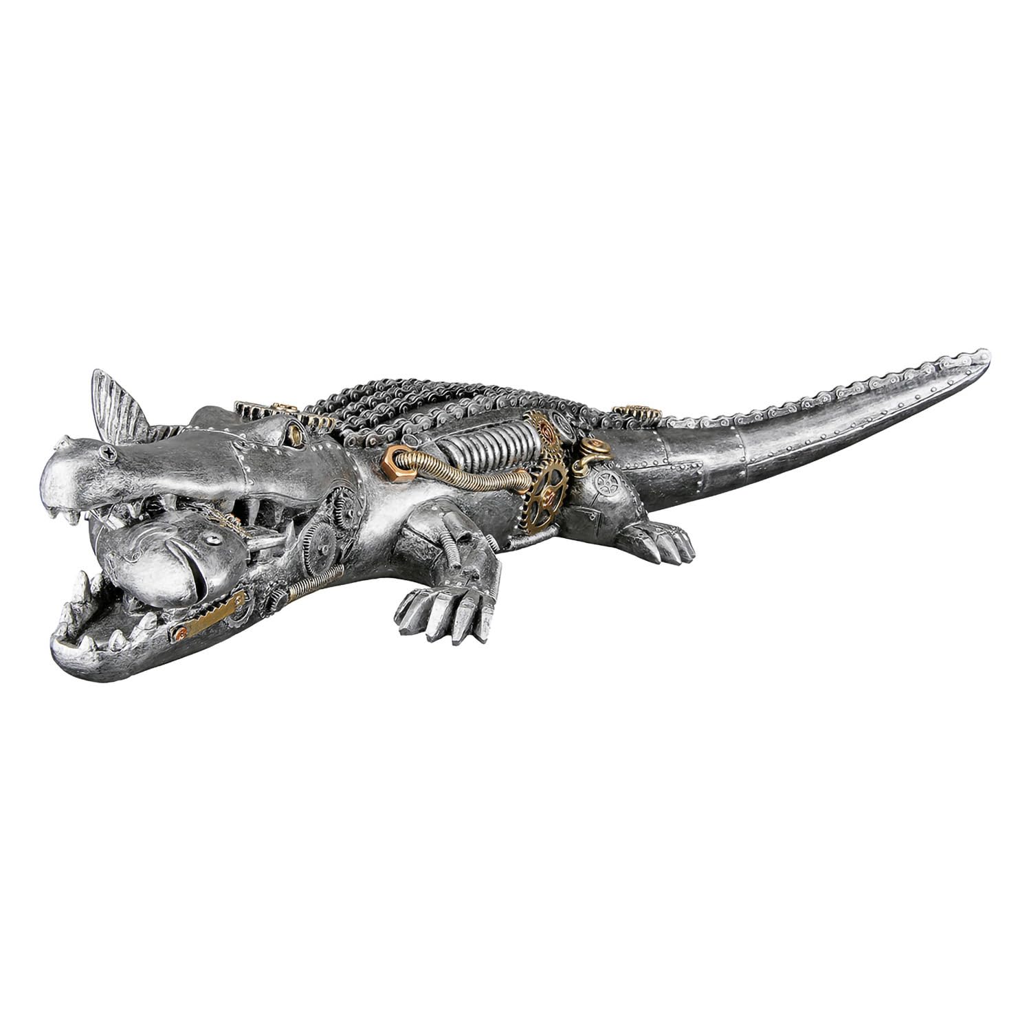 Casablanca Statuetta Steampunk Crocodile - Resina Argento