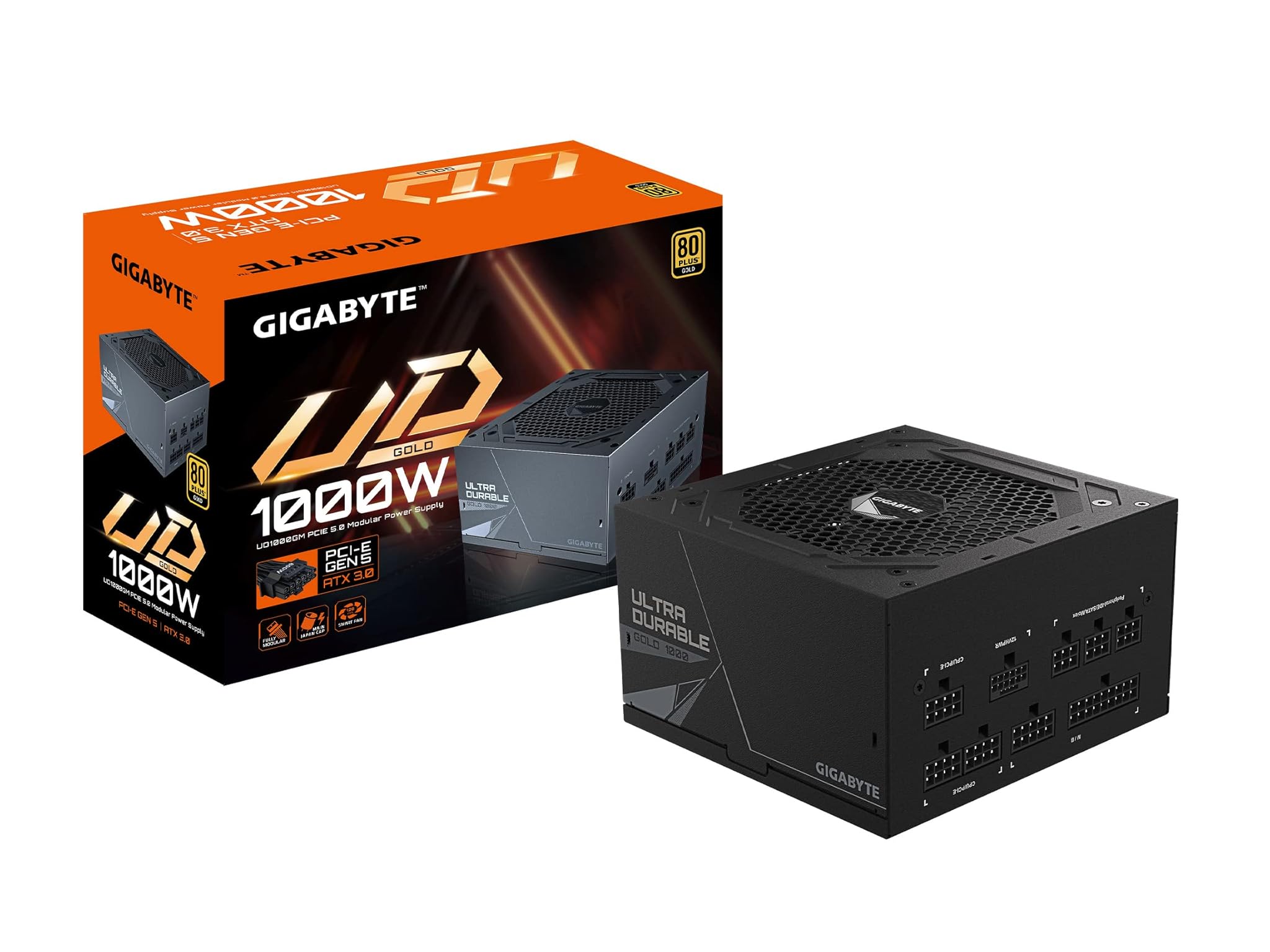 GIGABYTE GP-UD1000GM-PG5 Fonte di Potere Modulare, 80 Plus Gold, 1000 W, Nero