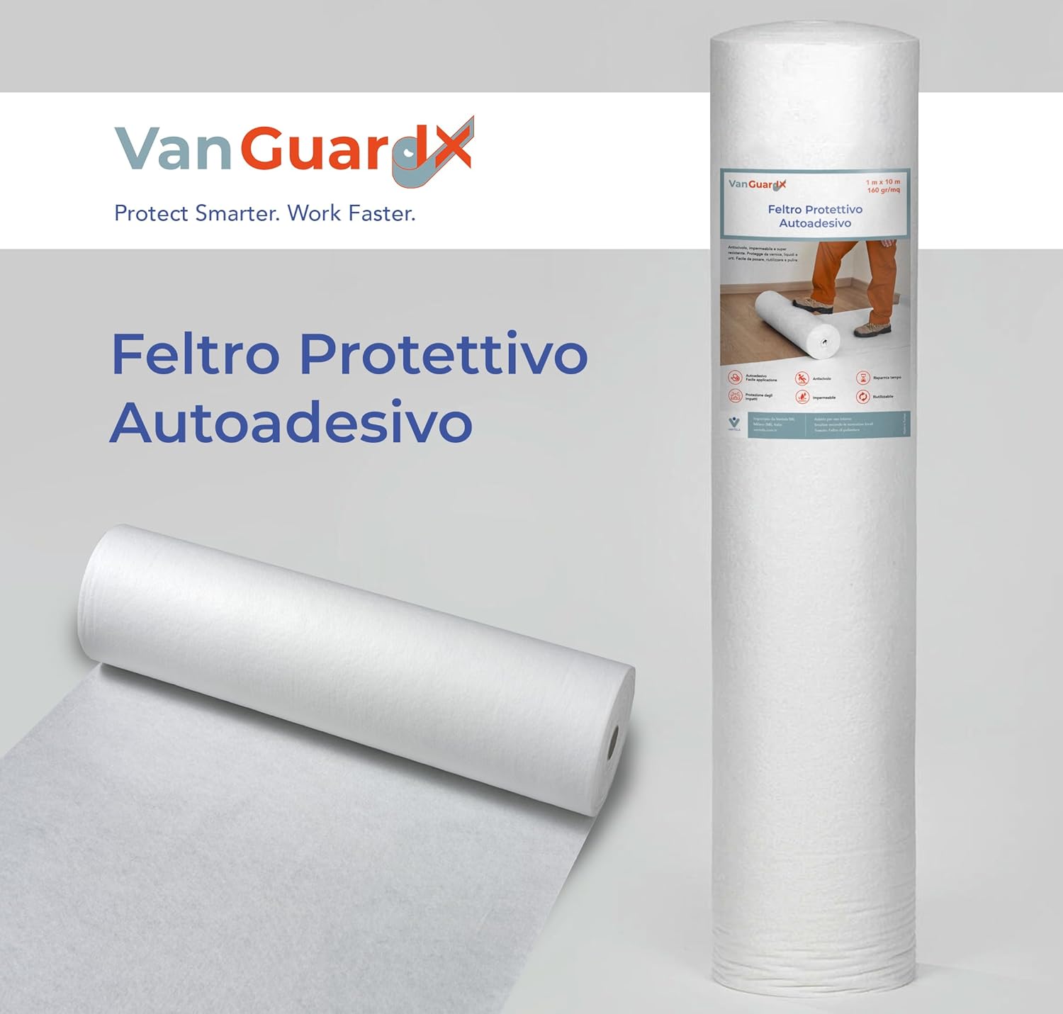 Feltro Autoadesivo per Protezione Pavimenti 1m x 50m - immagine 2