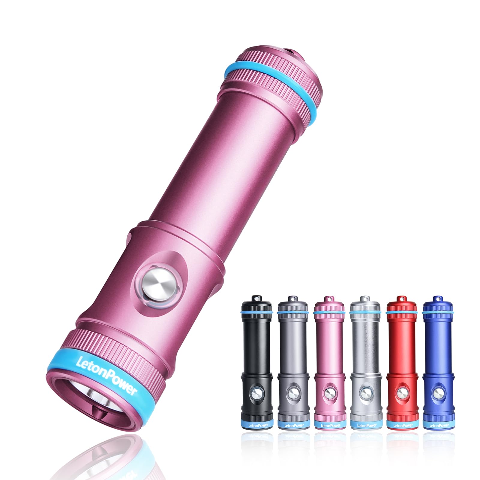 LetonPower Tynny-13se Torcia Subacquea 2200 Lumen, Rosa