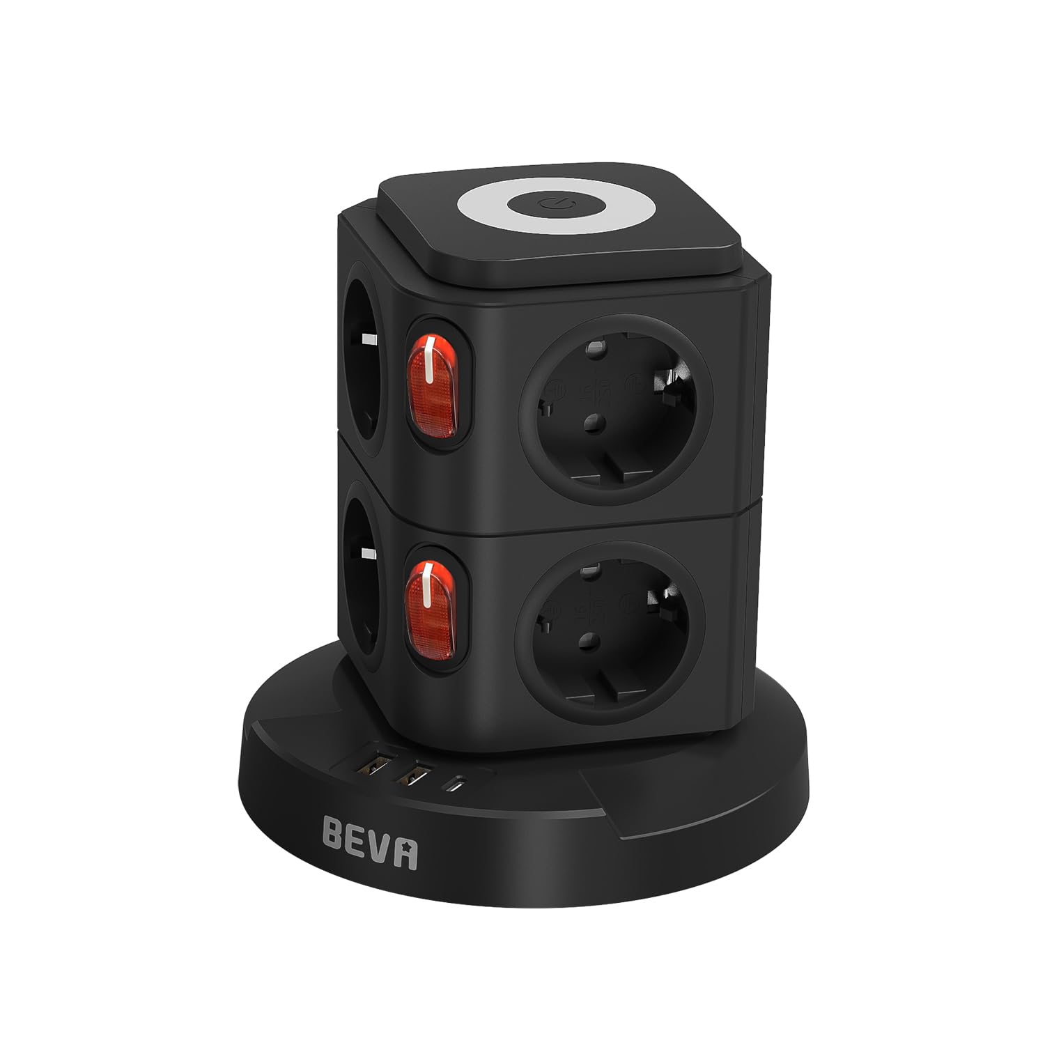 Beva Multipresa Verticale 8 Prese EU 3 USB 2M Cavo