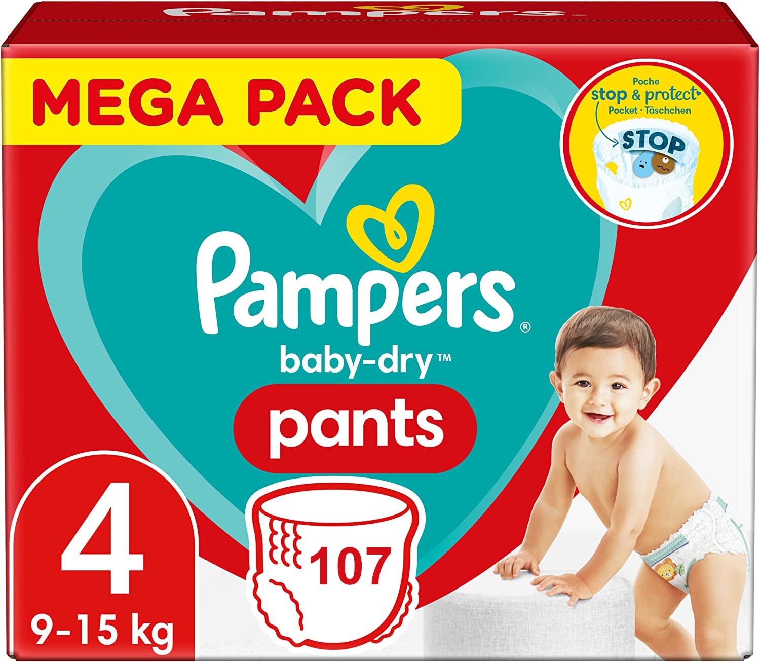 PAMPERS PANTS TAGLIA 4 BABY-DRY STRATI 107 STRATI (9-15 KG)