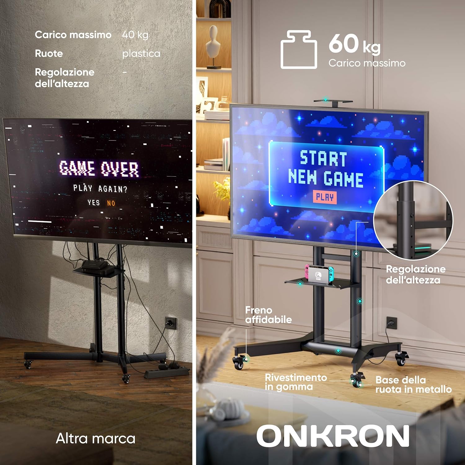 Onkron Supporto Piedistallo TV da 32" a 75" Nero - immagine 7