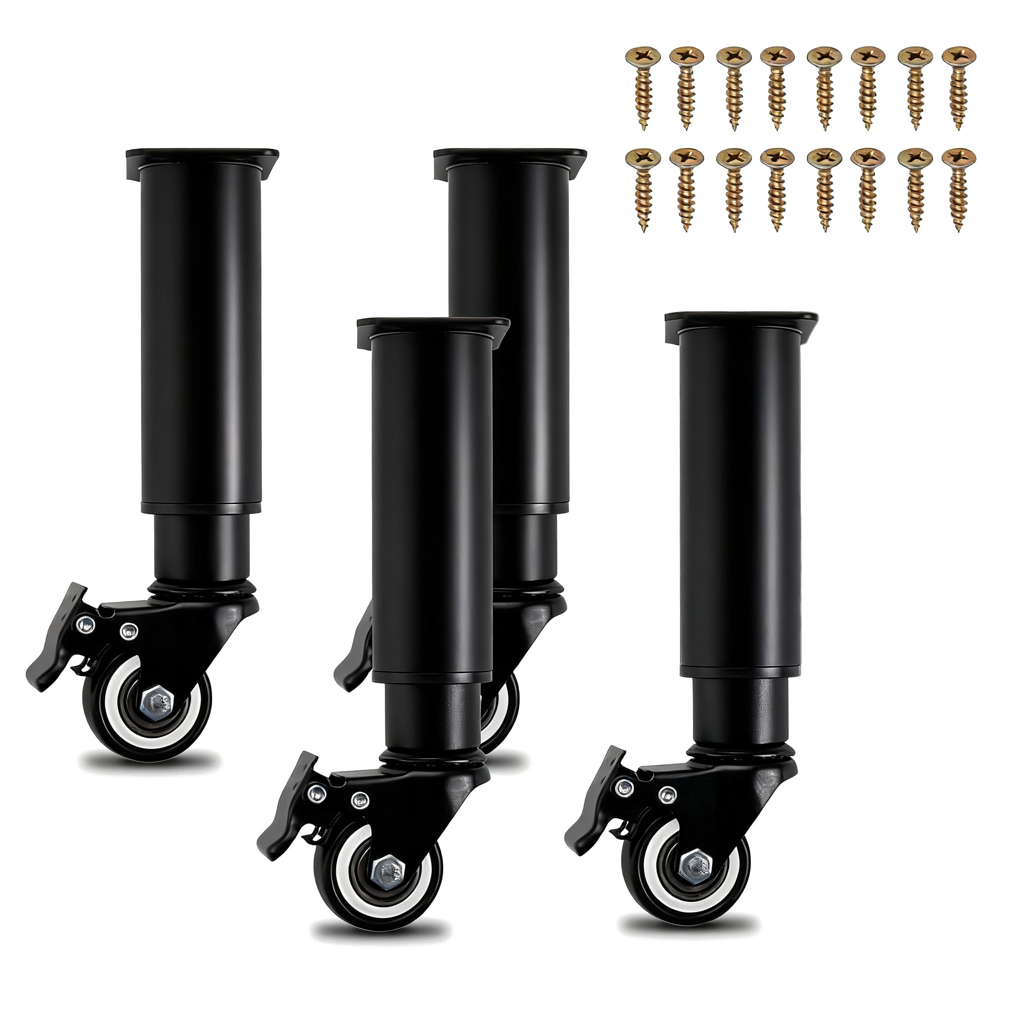 4 Piedini Regolabili con Ruota Girevole a 360 Gradi