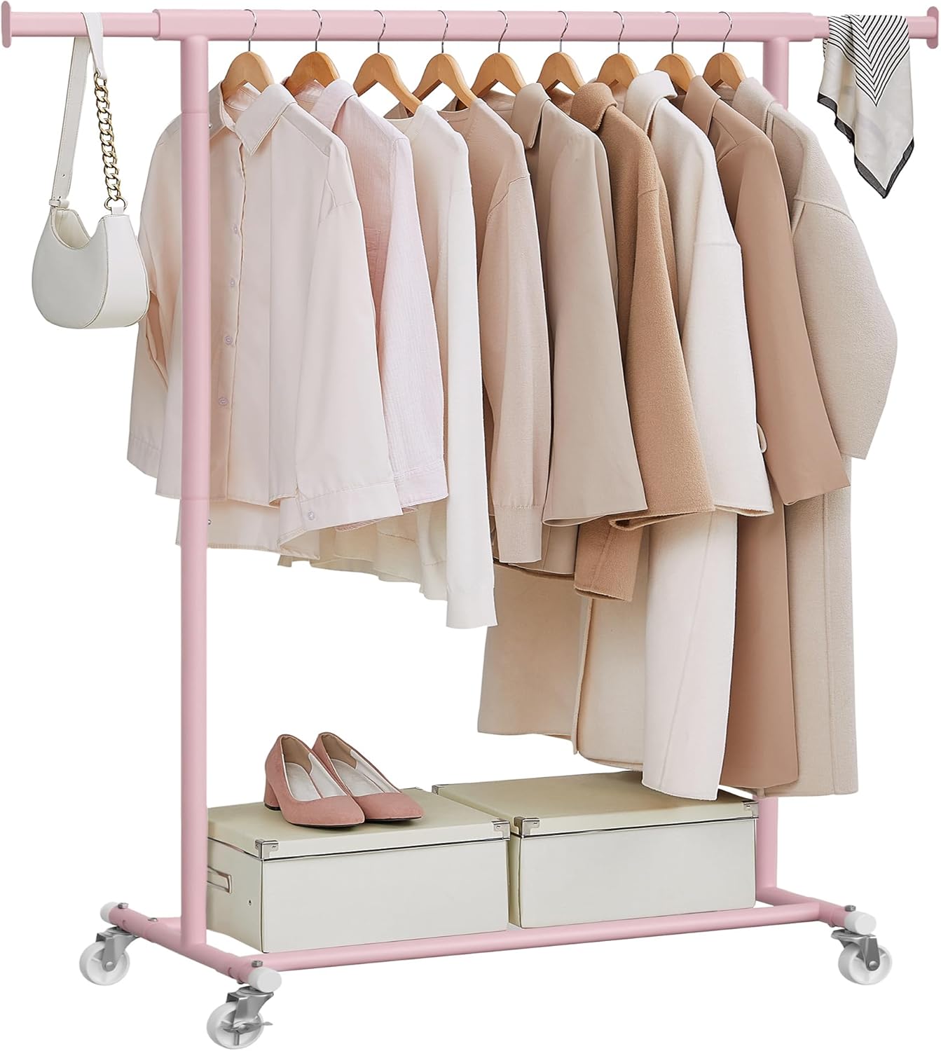 Songmics Stand Appendiabiti con Ruote, Rosa Pastello - immagine 1