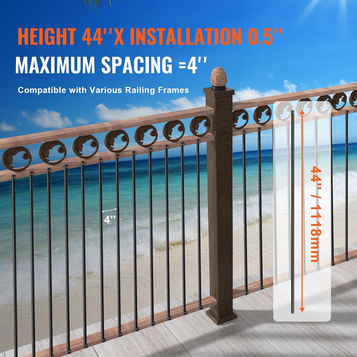 Vevor Balaustre in Metallo per Scale 1118 x 13 mm - immagine 3