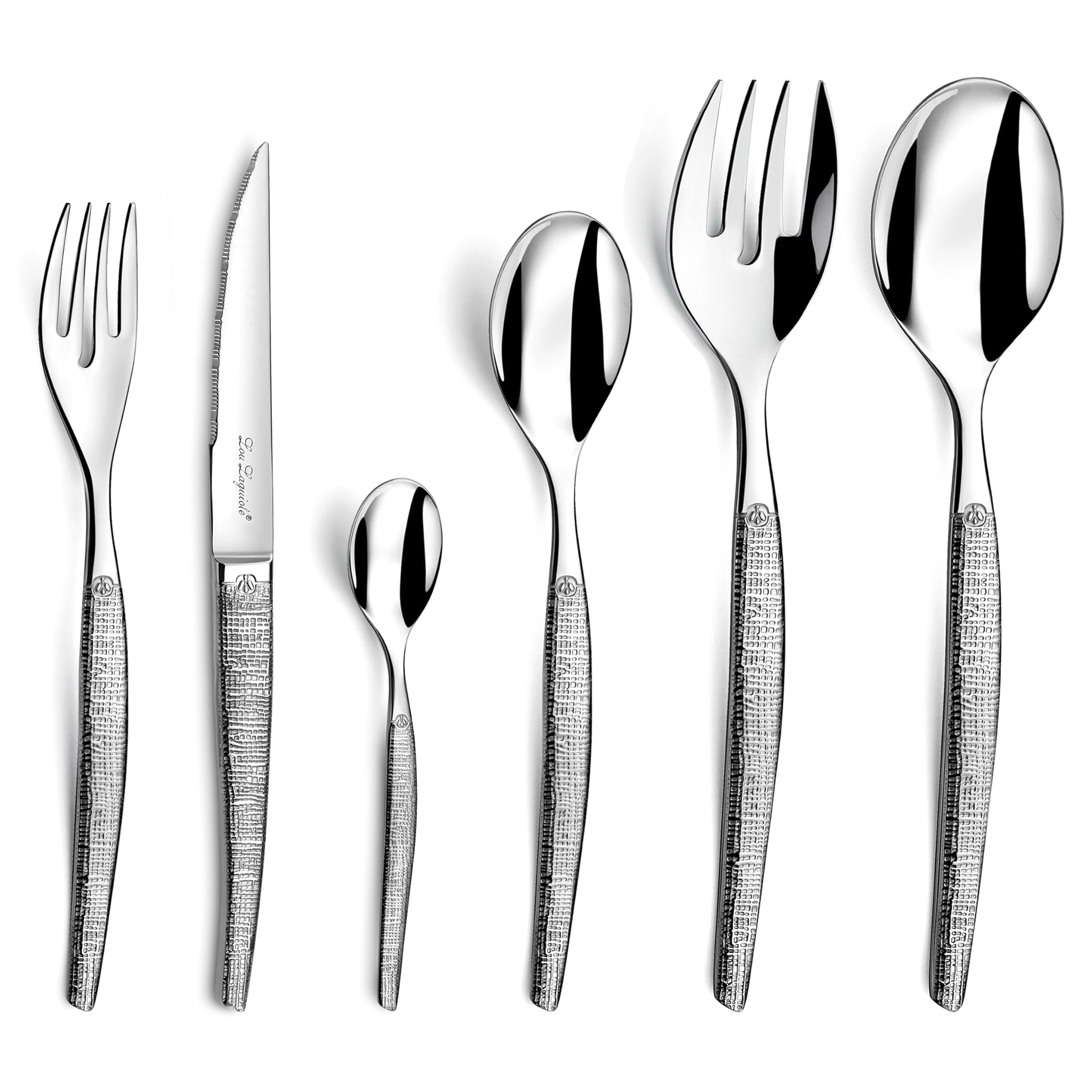 Lou Laguiole Jet Textil Set posate 50 pezzi coltelli da bistecca