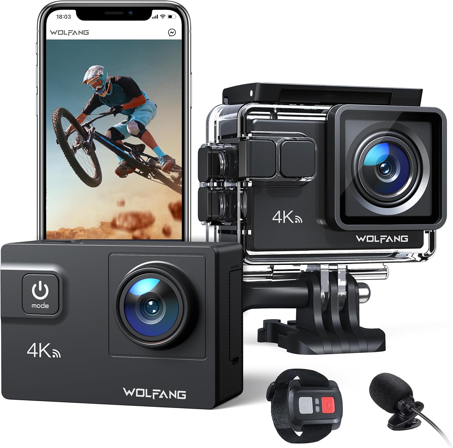 Wolfang GA300 Videocamera Sportiva WiFi 4K 60FPS - immagine 1