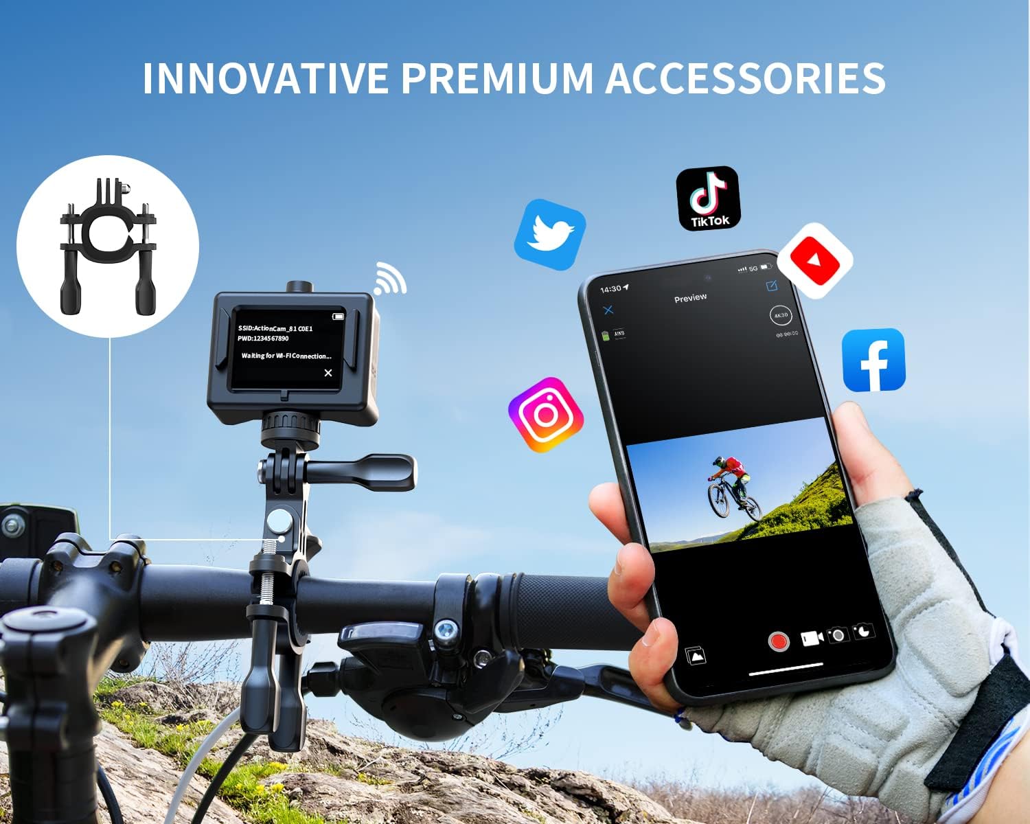 Wolfang GA300 Videocamera Sportiva WiFi 4K 60FPS - immagine 7