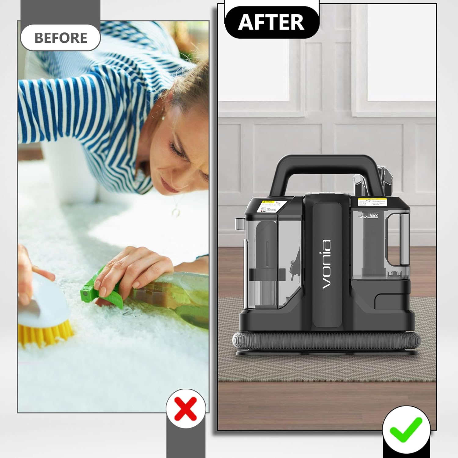 Vonia Lavatappeti Portatile 450W, Nero - immagine 4