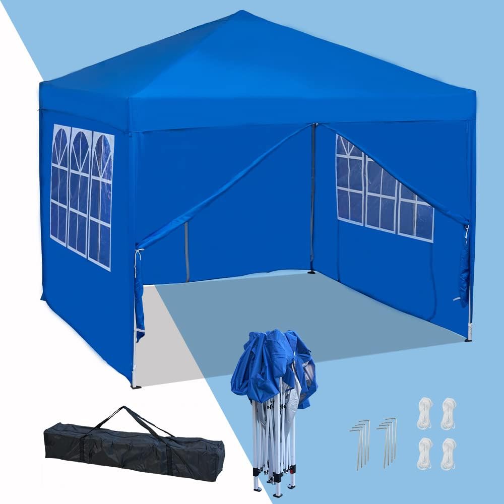 Mingone Gazebo Esterno Pieghevole 3x3m, Blu