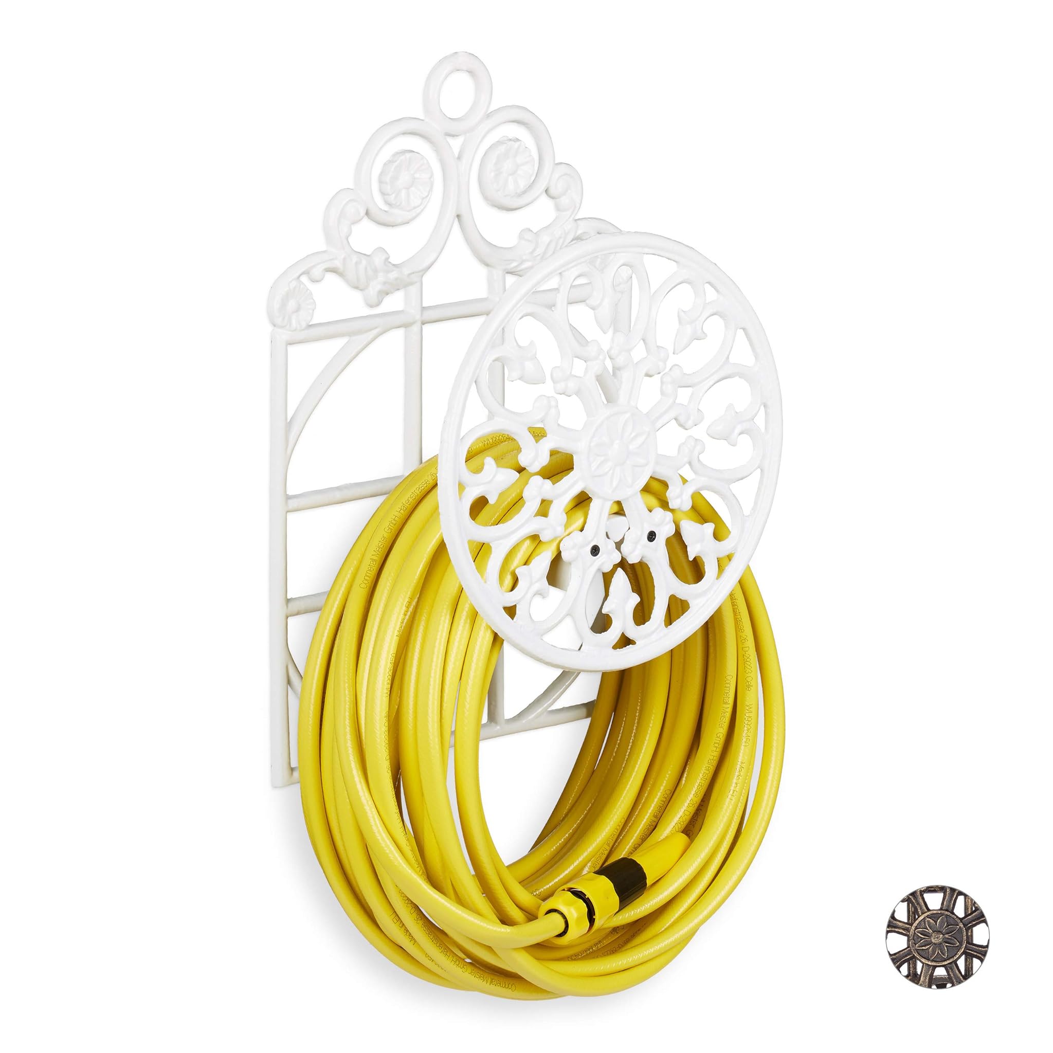 Relaxdays Portatubo da Giardino in Ghisa, Bianco