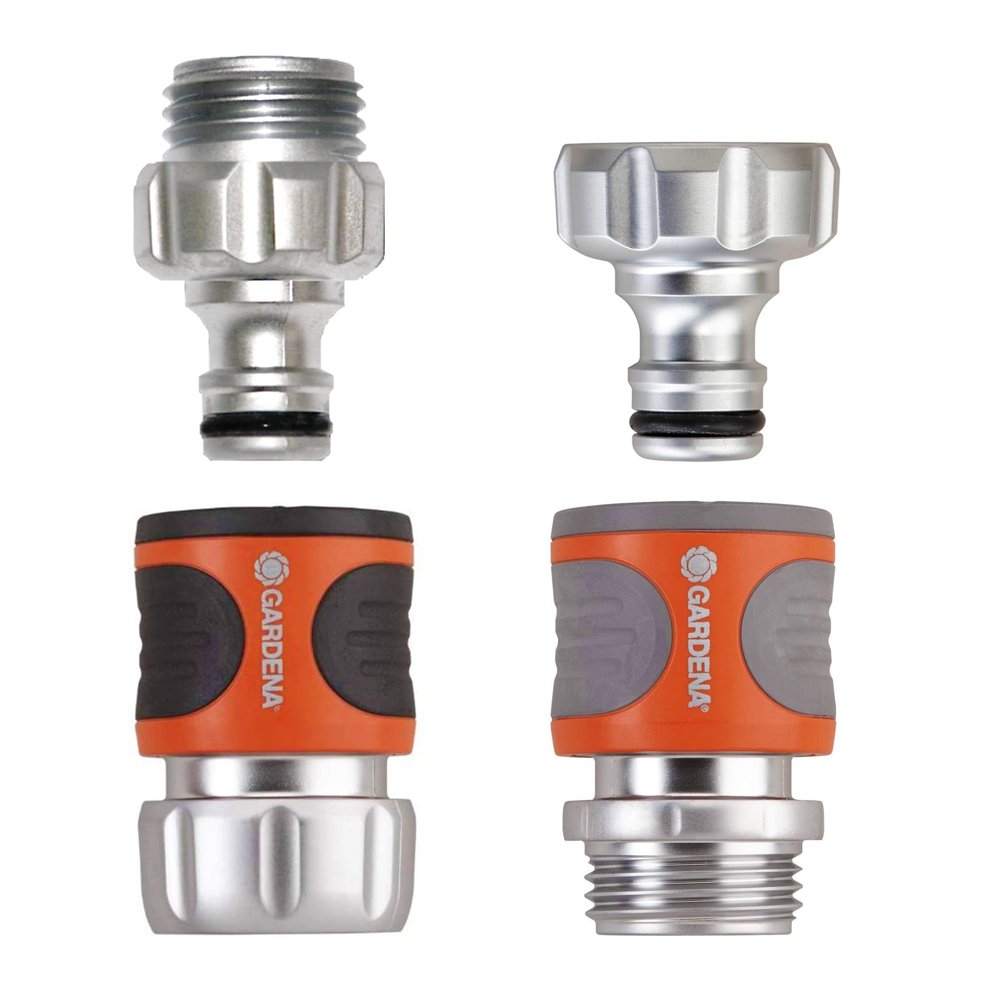 Gardena Set 4 Raccordi Rapidi in Metallo per Tubi