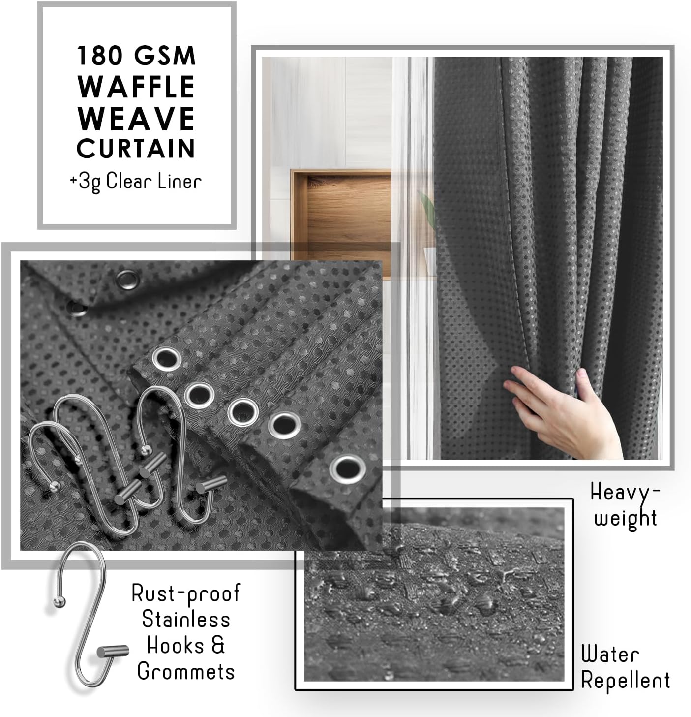 Clara Clark - Set Accessori Bagno 22 Pezzi, Grigio - immagine 4