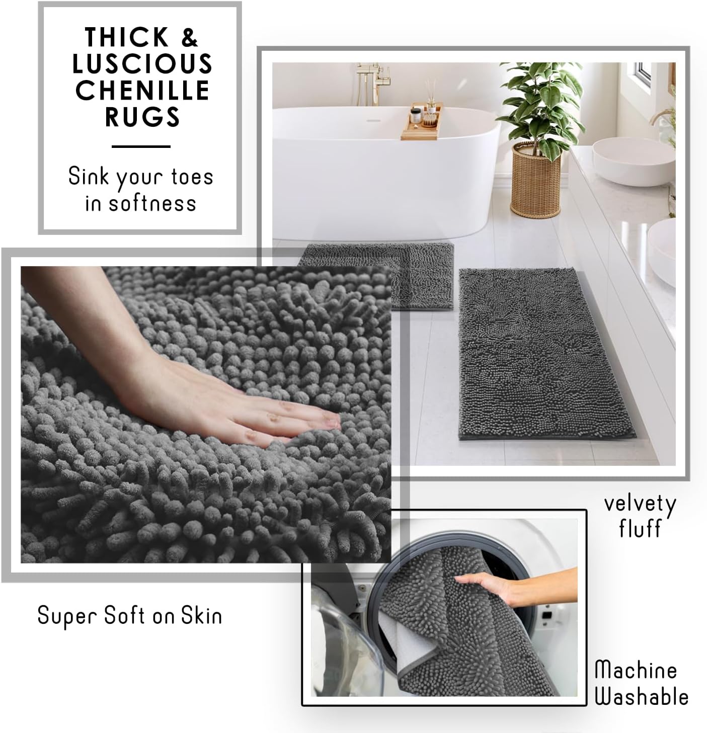 Clara Clark - Set Accessori Bagno 22 Pezzi, Grigio - immagine 5