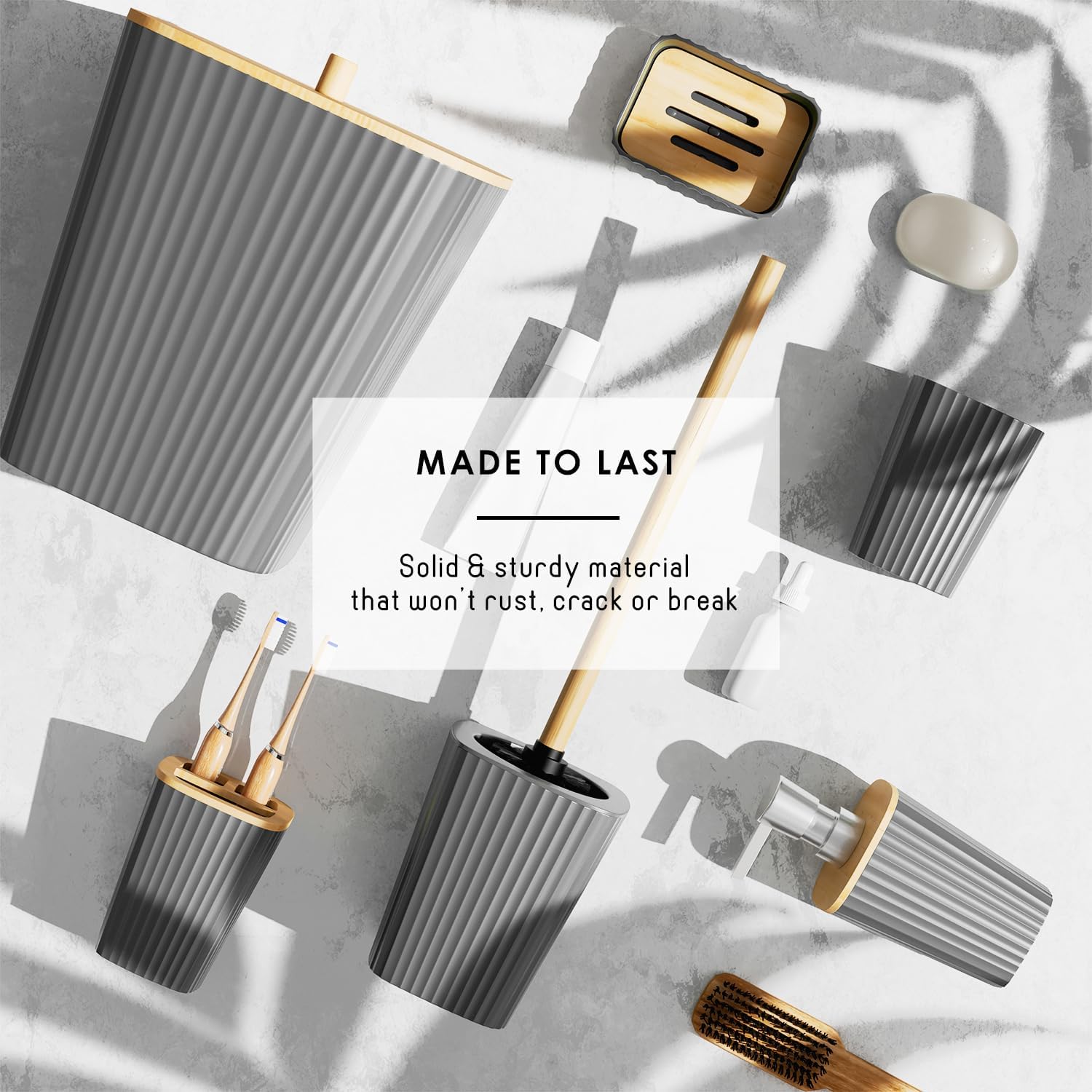 Clara Clark - Set Accessori Bagno 22 Pezzi, Grigio - immagine 6