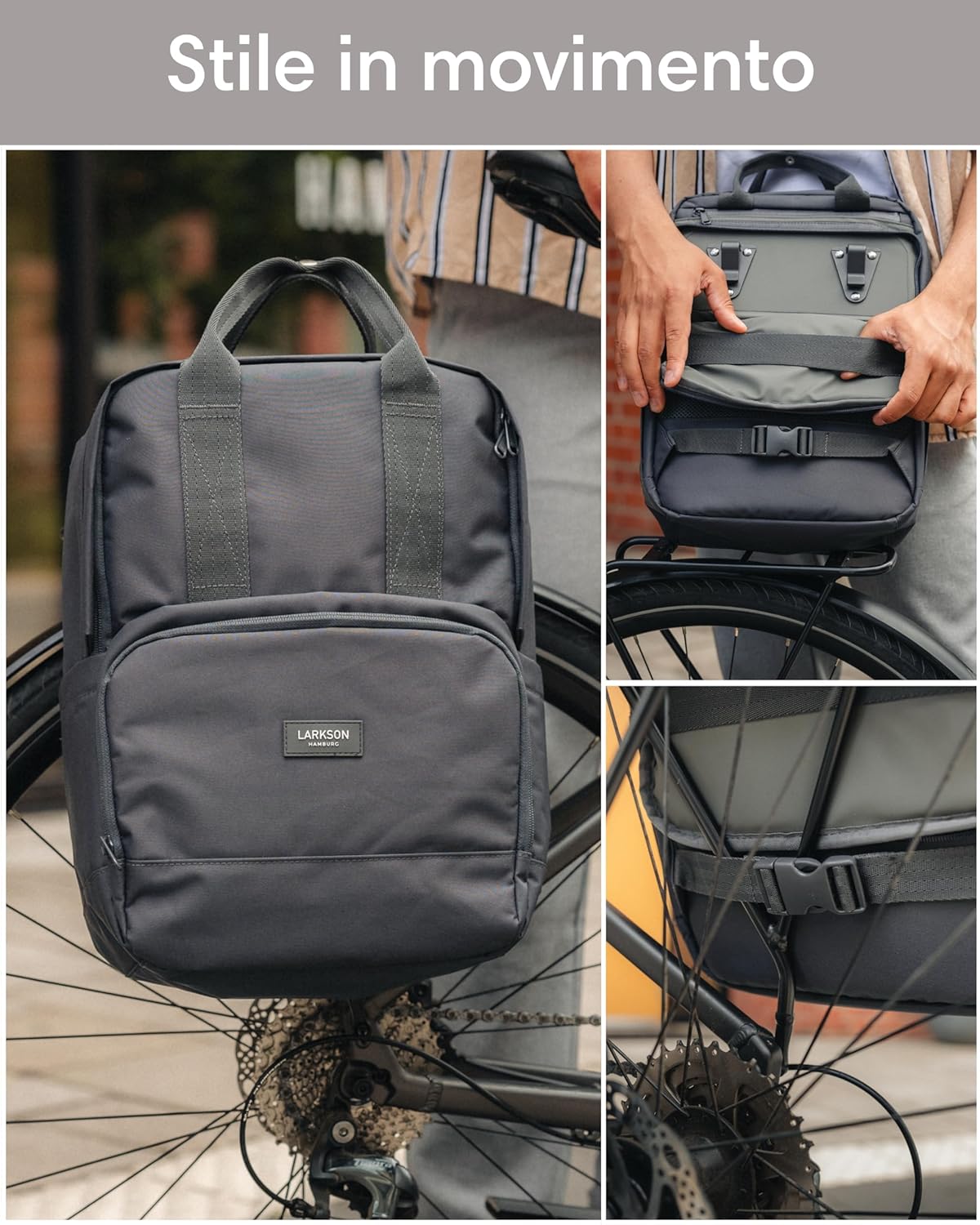 Larkson Borsa per Bicicletta No 6 Bike - Nero - immagine 2