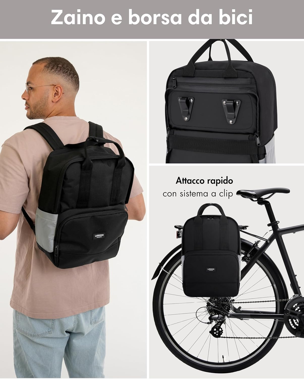 Larkson Borsa per Bicicletta No 6 Bike - Nero - immagine 3