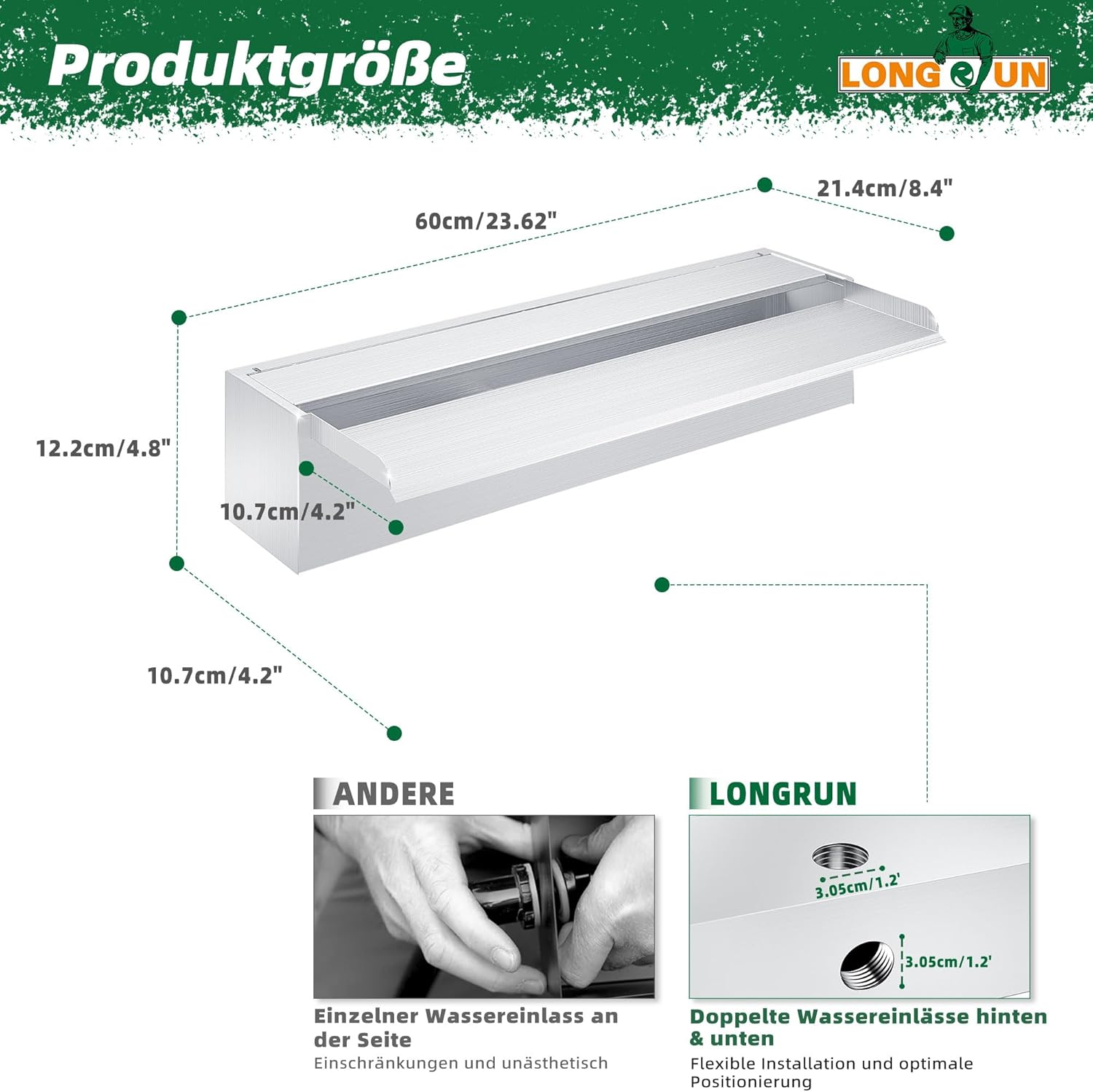 Longrun Cascata per Laghetto 60cm con Pompa e LED - immagine 2