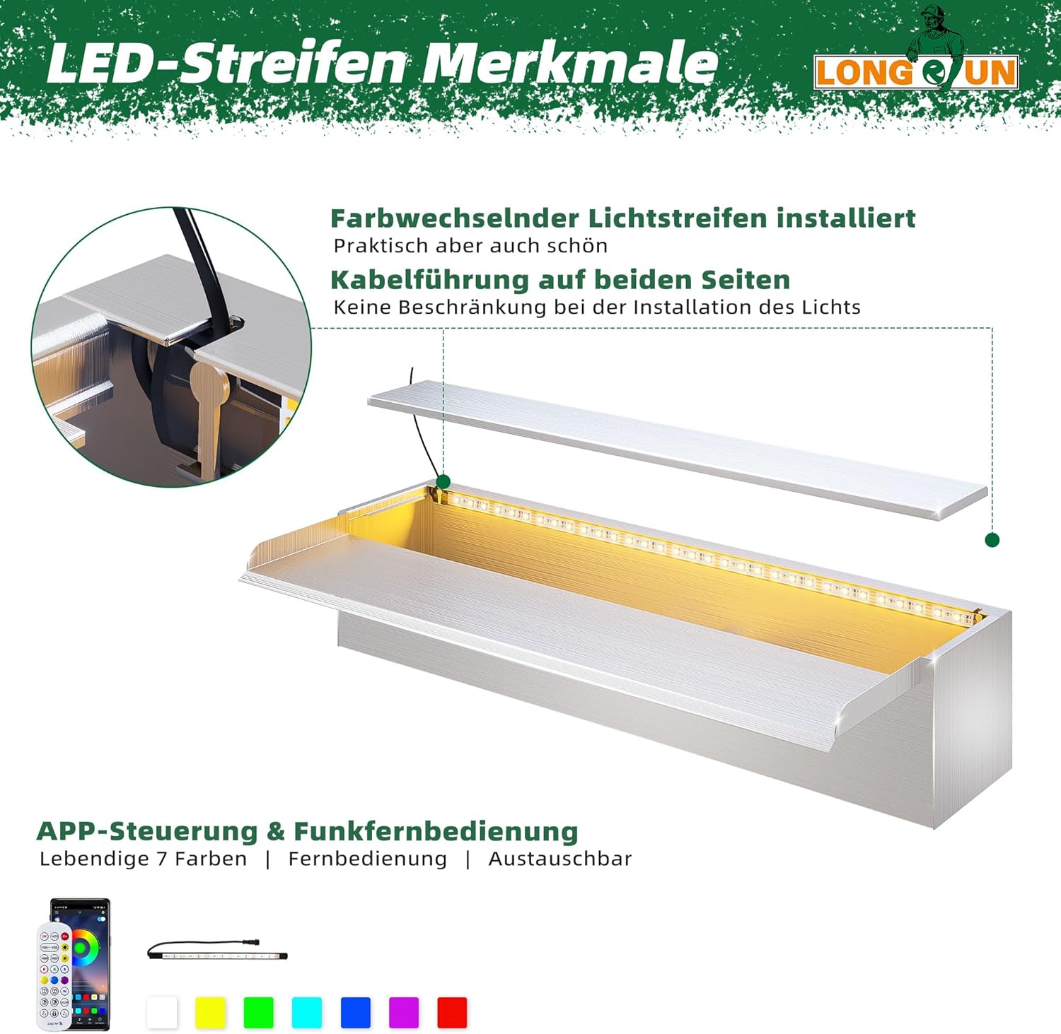 Longrun Cascata per Laghetto 60cm con Pompa e LED - immagine 4