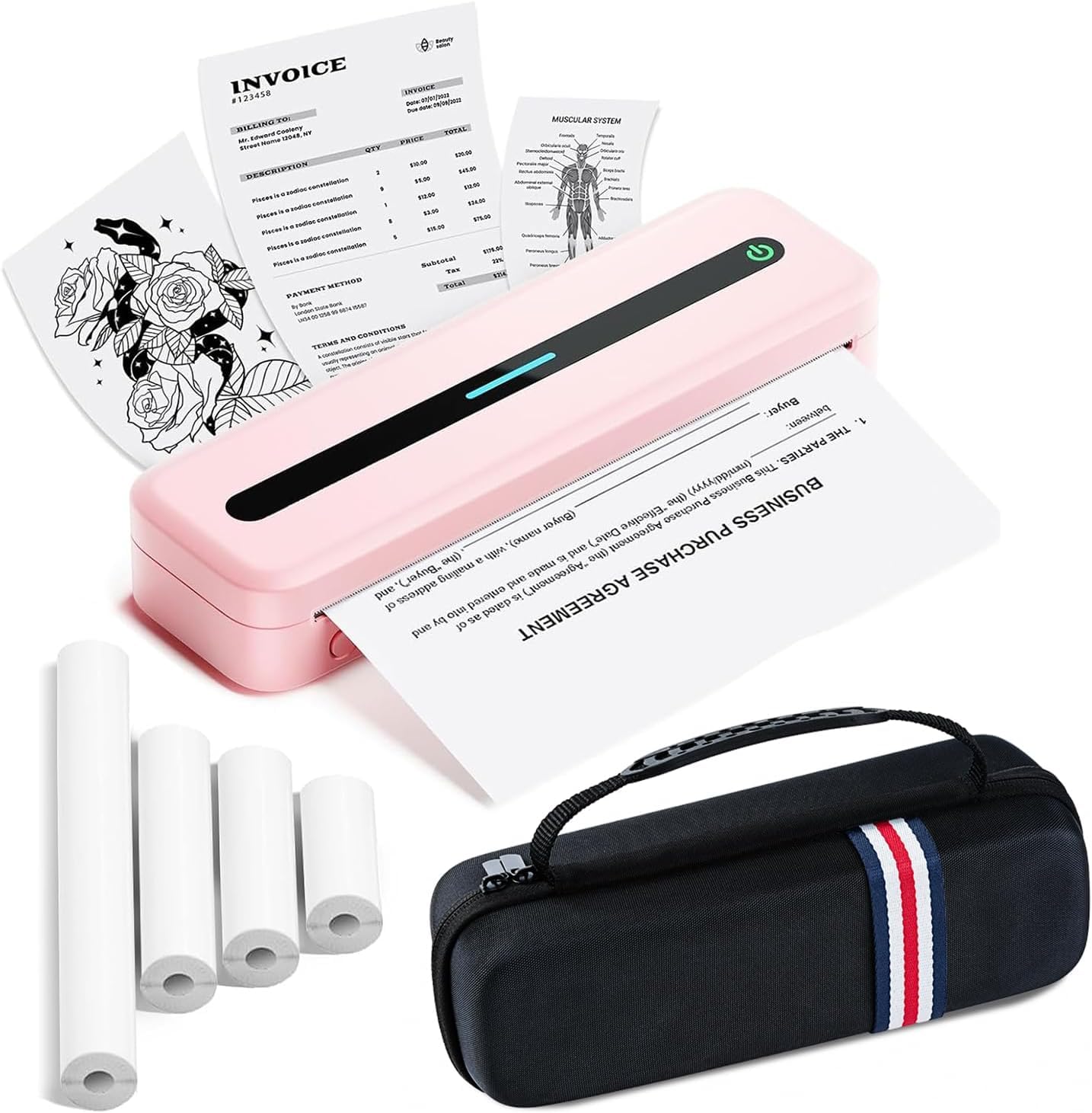 Stampante Termica Portatile A4 Senza Inchiostro, Rosa | Pokelabel | Velz