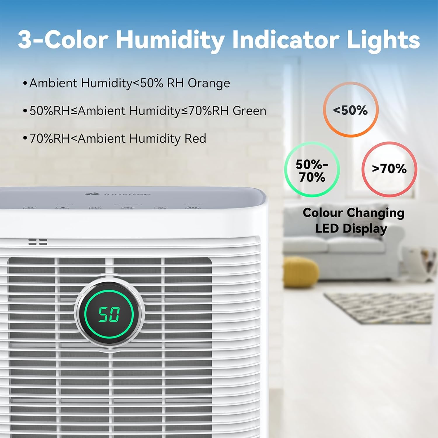 Innvitop Deumidificatore Casa Muffa 12L/24h con Display Digitale - immagine 2