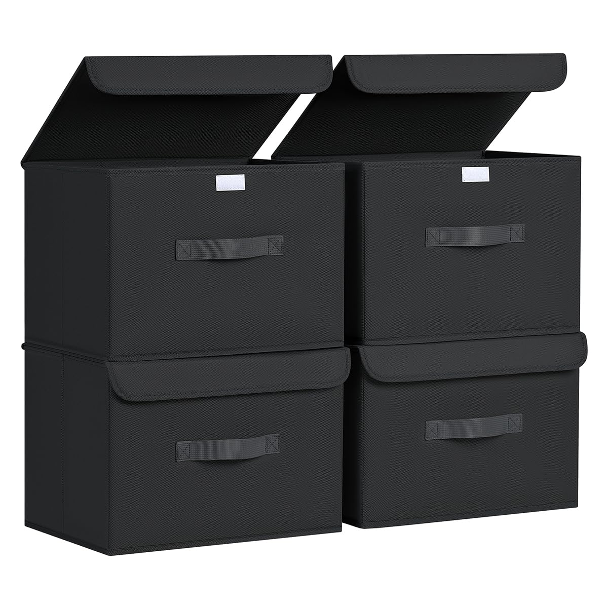 Dimj Scatole Portaoggetti Pieghevoli 4 Pezzi, Nero