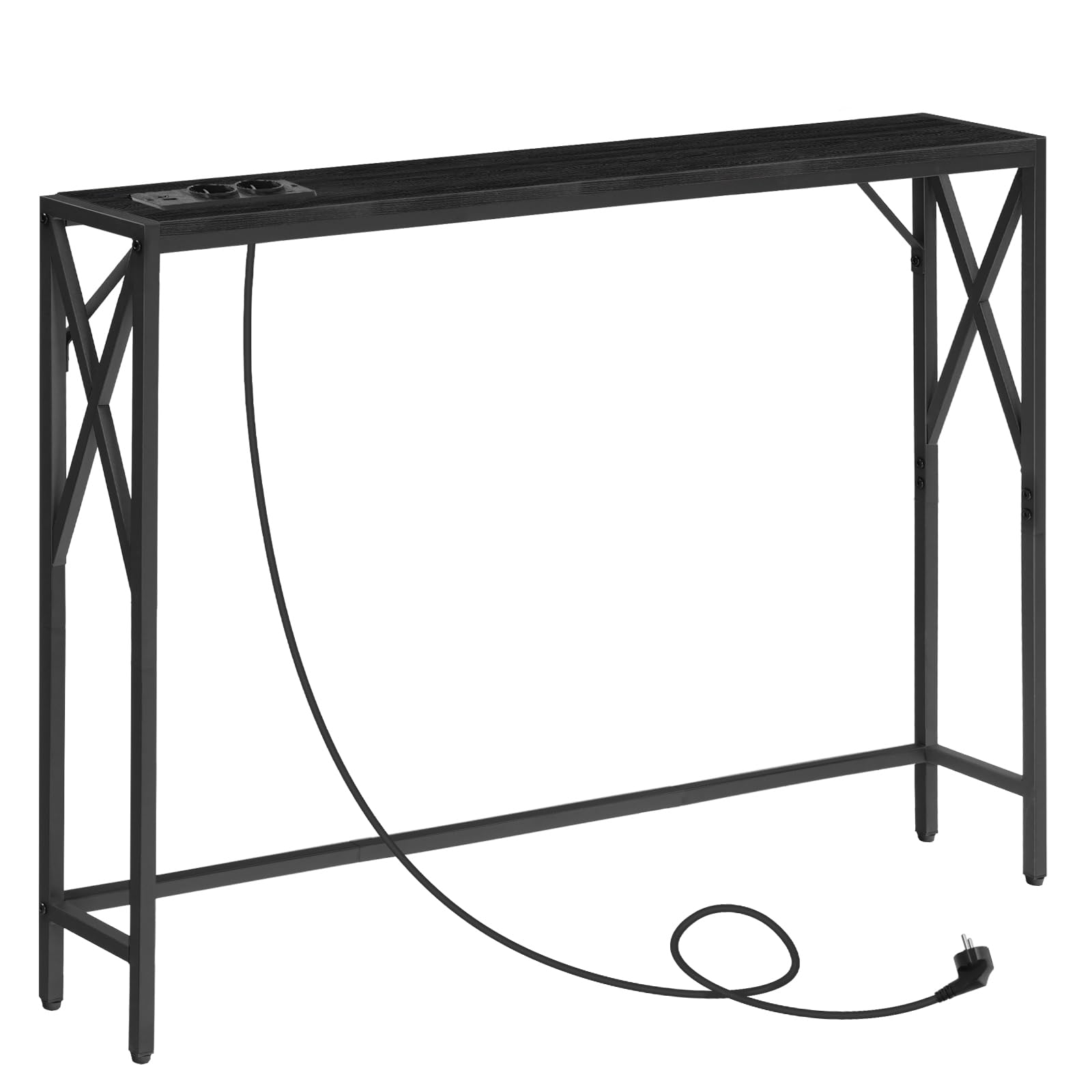 Tavolo Console con Stazione di Ricarica, Nero