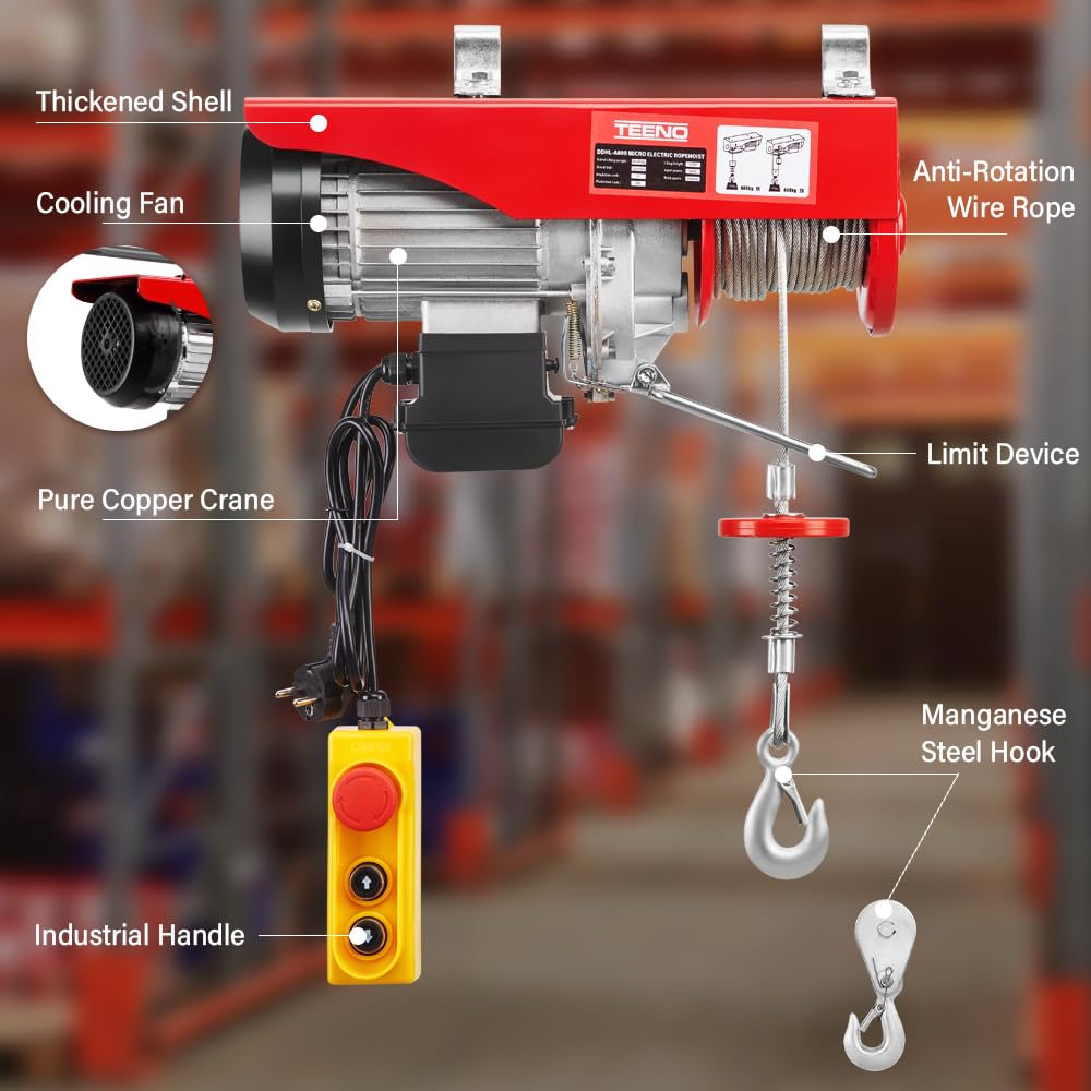 TEENO Paranco Elettrico 400/800KG con Telecomando - immagine 3