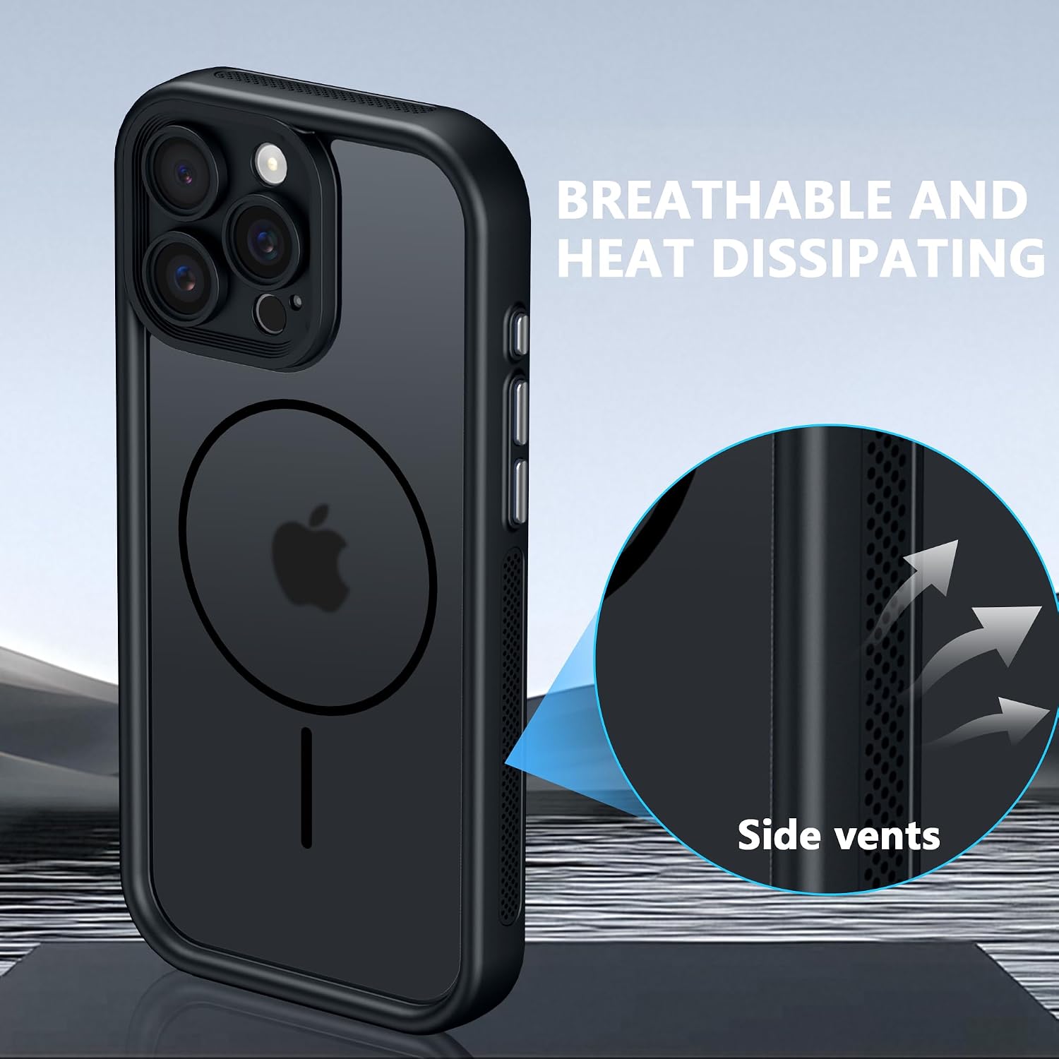 JETech Cover Magnetica per iPhone Air, Nero | Compatibile con MagSafe, Protezione Fotocamera, Cornice TPU Placcata, Retro Trasparente in PC, Custodia Protezione Antiurto